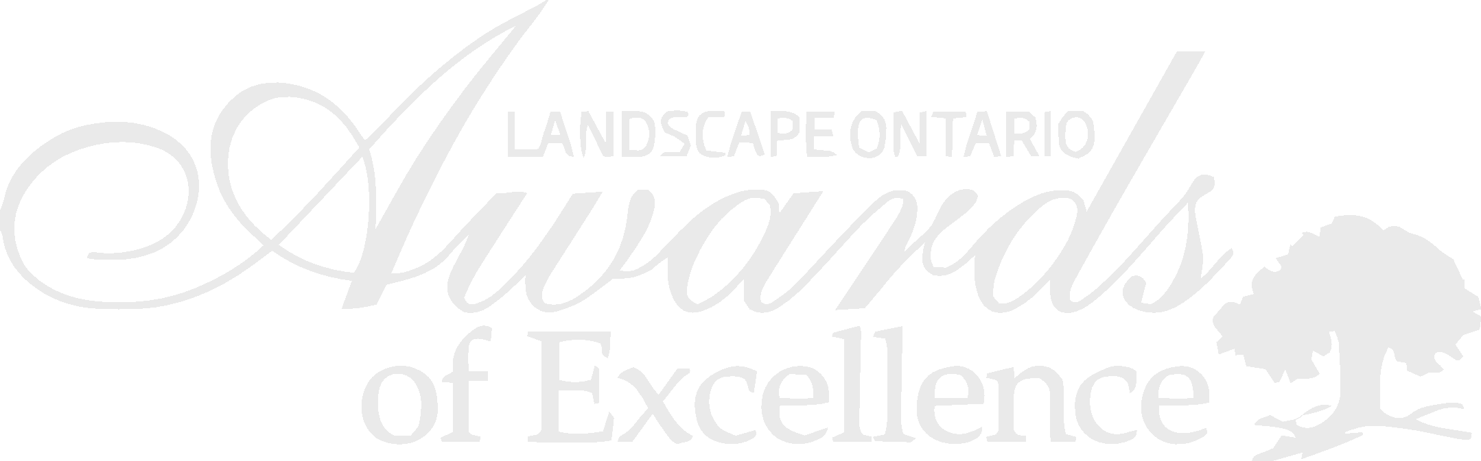 Logo for Landscape Ontario Winners of Excellence featuring black background, white text, and a tree graphic.
