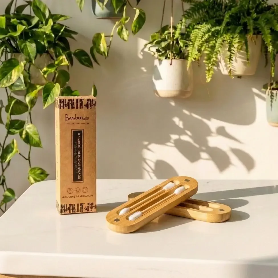 Reusable Bamboo Ear Buds in Case