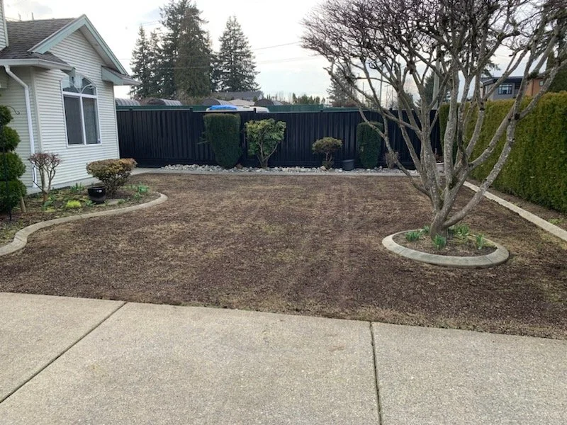 Lawn receiving a top dressing application to improve soil quality and promote healthy grass growth.