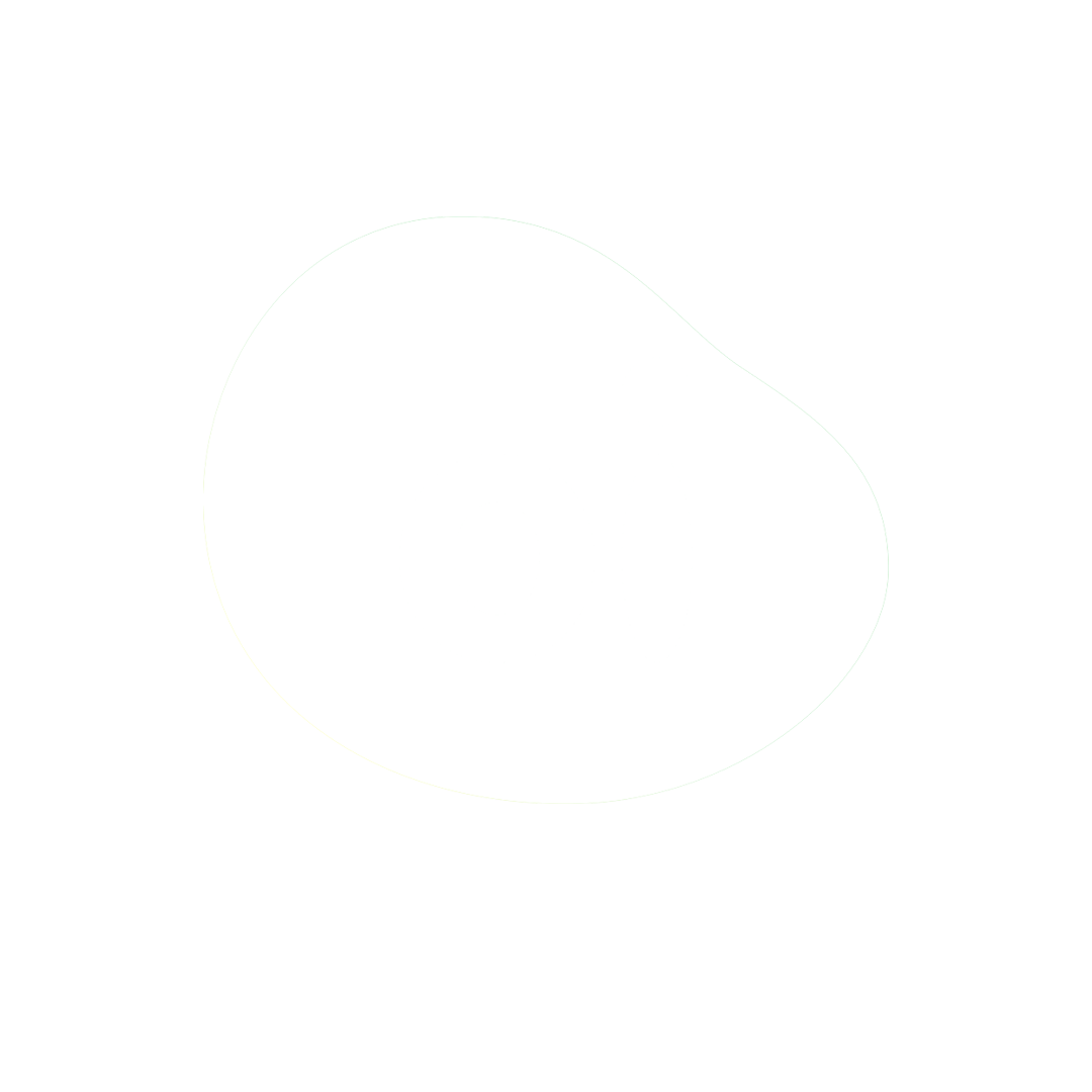 Solid white abstract shape with smooth curves on a transparent background, featuring subtle color gradients.