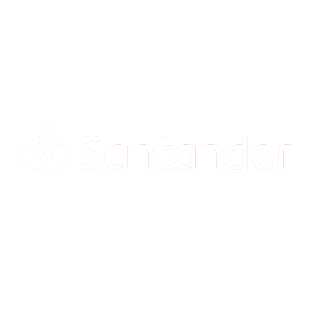 Santander logo with red text and flame symbol