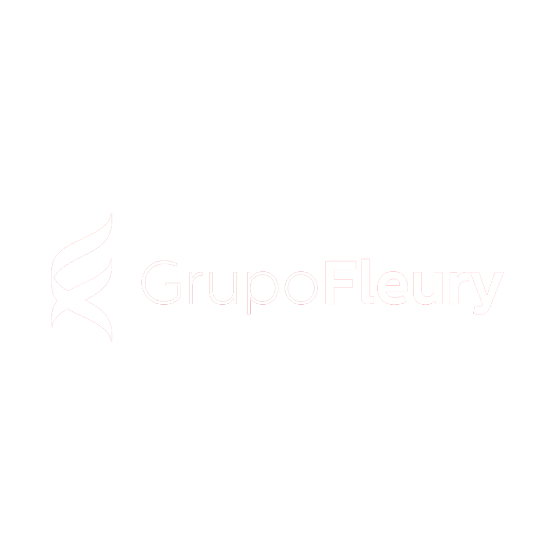 Logo of Grupo Fleury with a stylized DNA helix symbol.