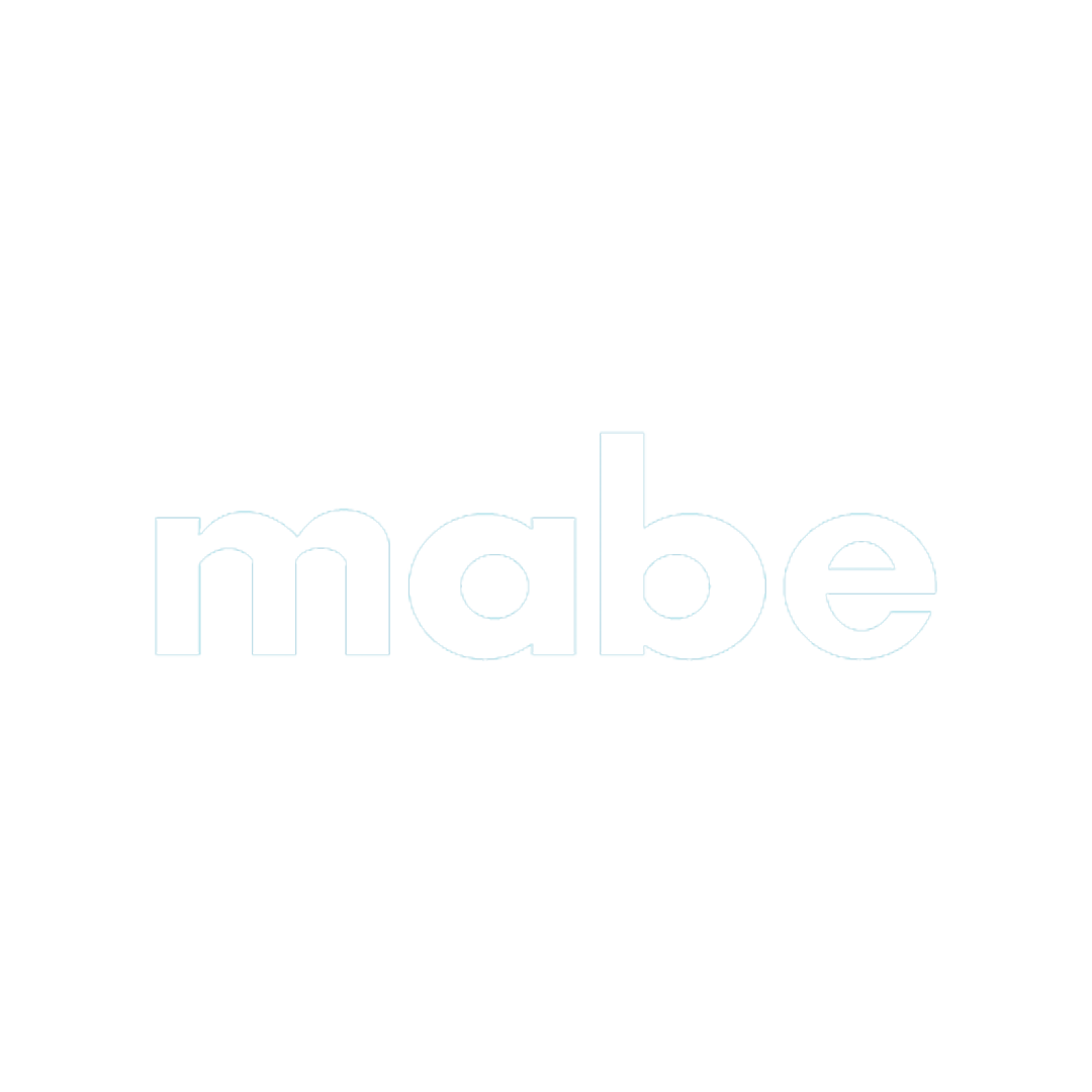 Mabe logo in light blue on a white background