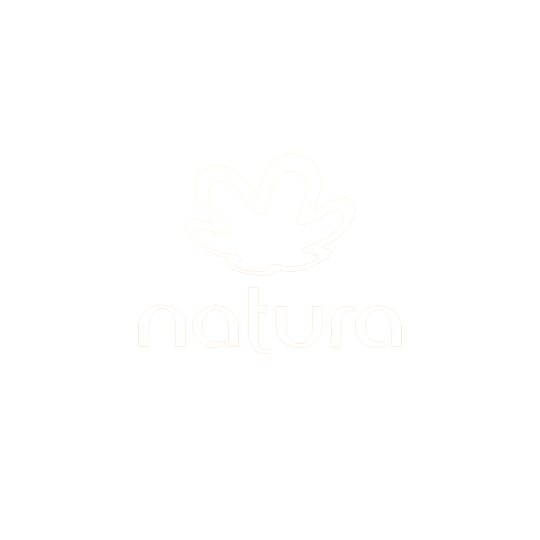 Natura logo with abstract leaf design and stylized text.