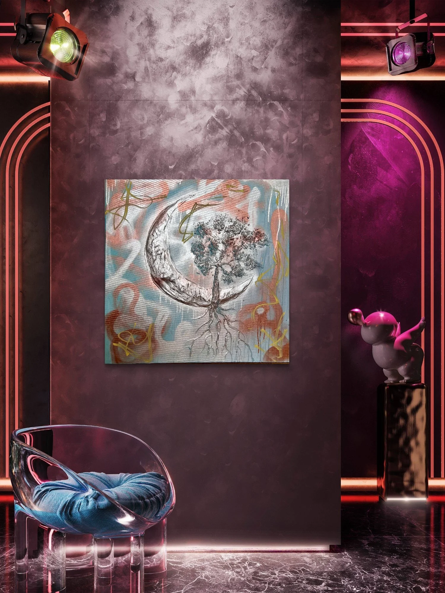 vizualizace obraz život ve městě 80x80cm Denisa Blaho