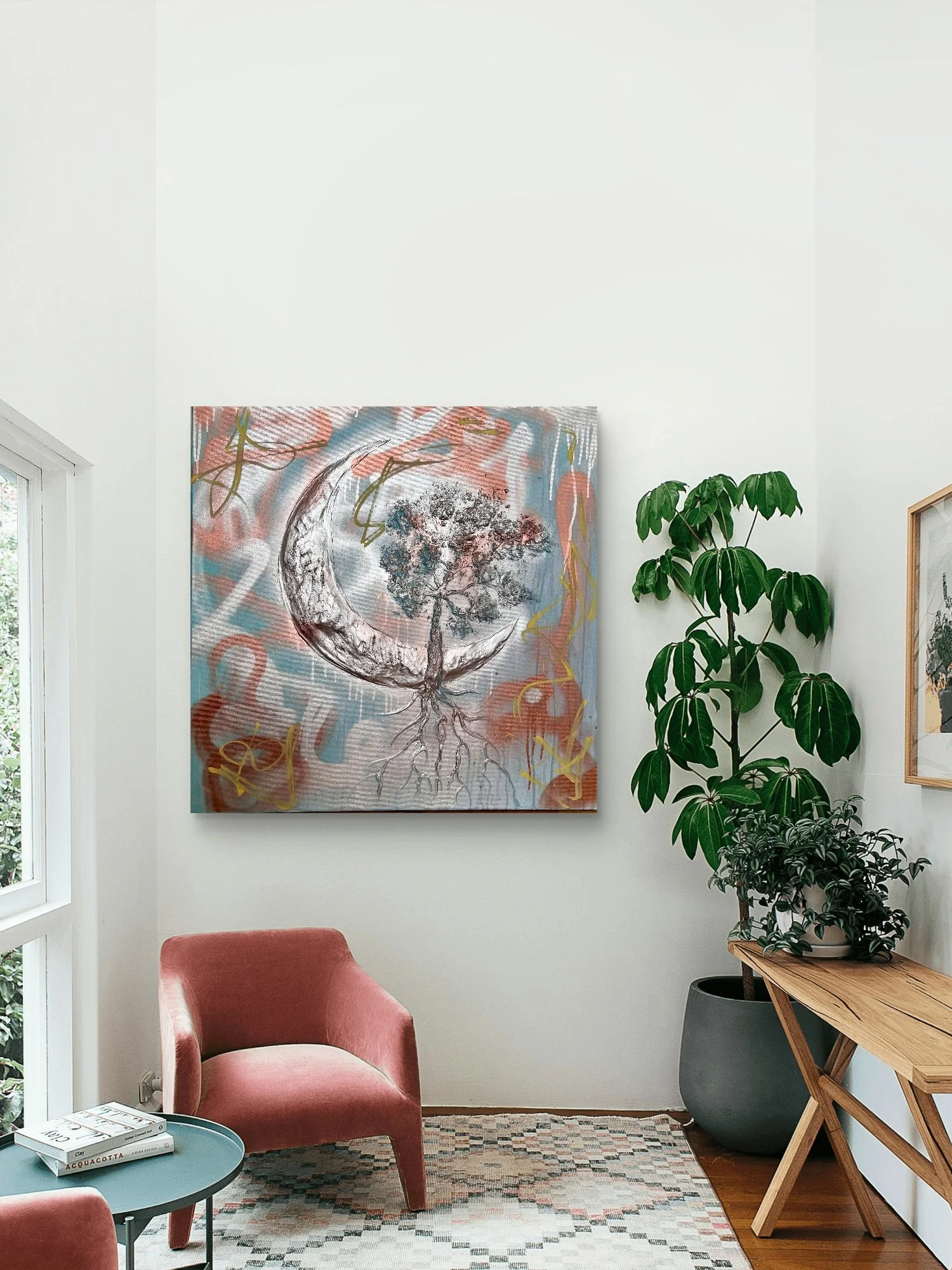 vizualizace obraz život ve městě 80x80cm Denisa Blaho