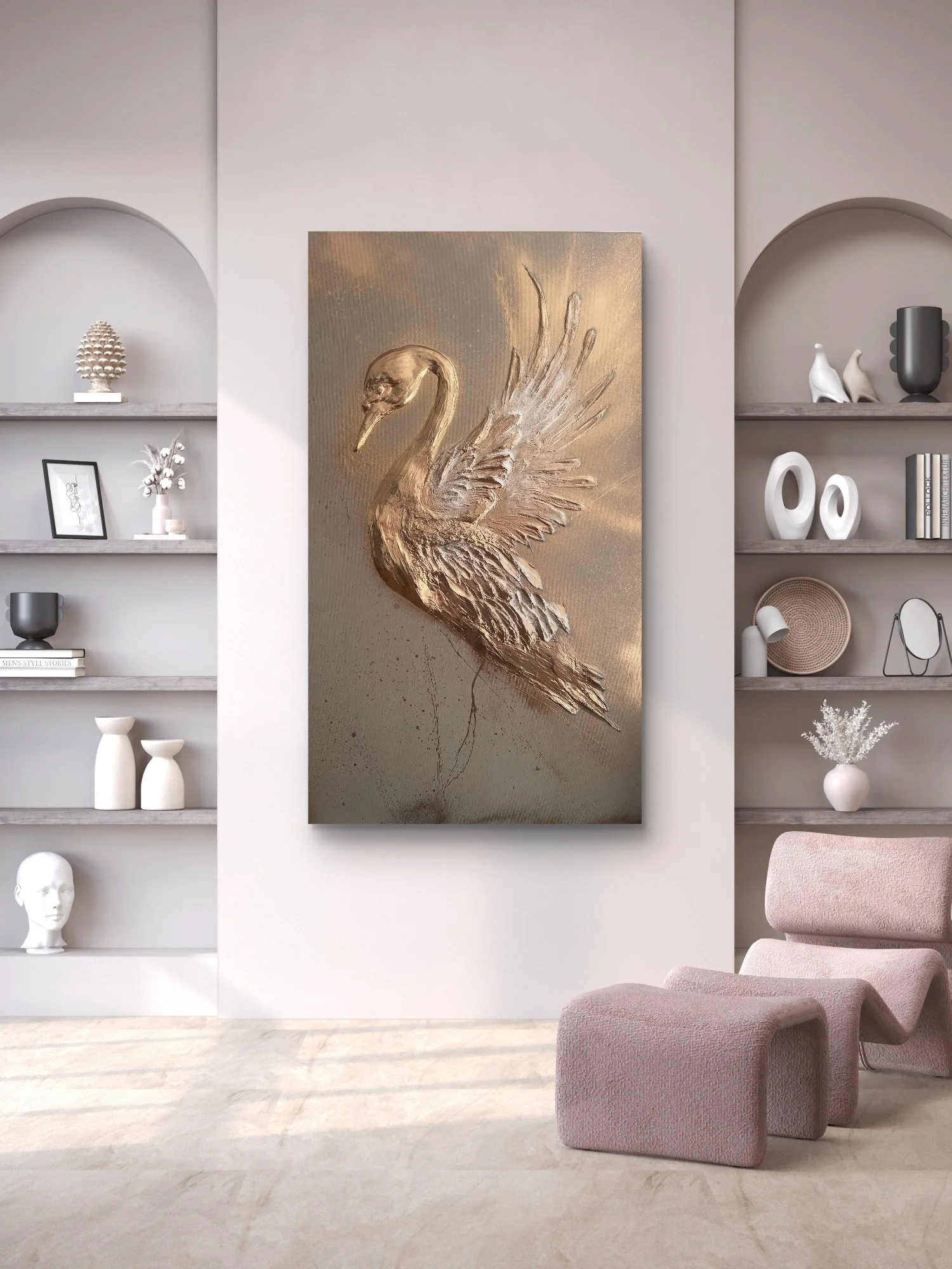Vizualizace obraz Labuť 120x70cm Denisa Blaho