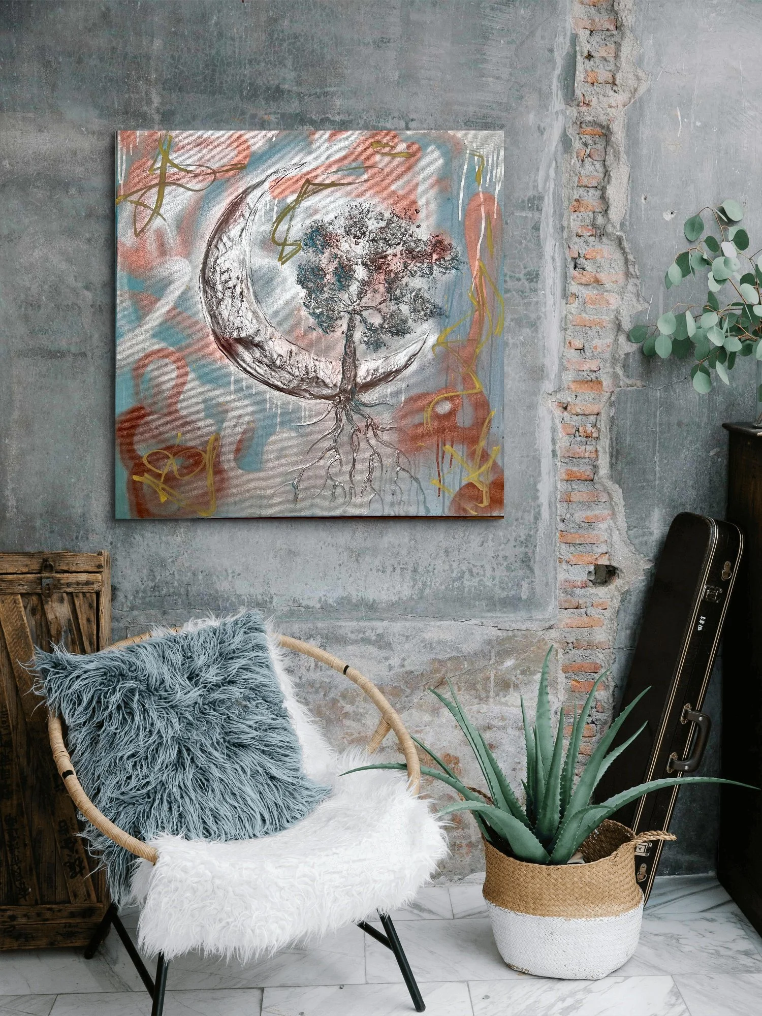 vizualizace obraz život ve městě 80x80cm Denisa Blaho
