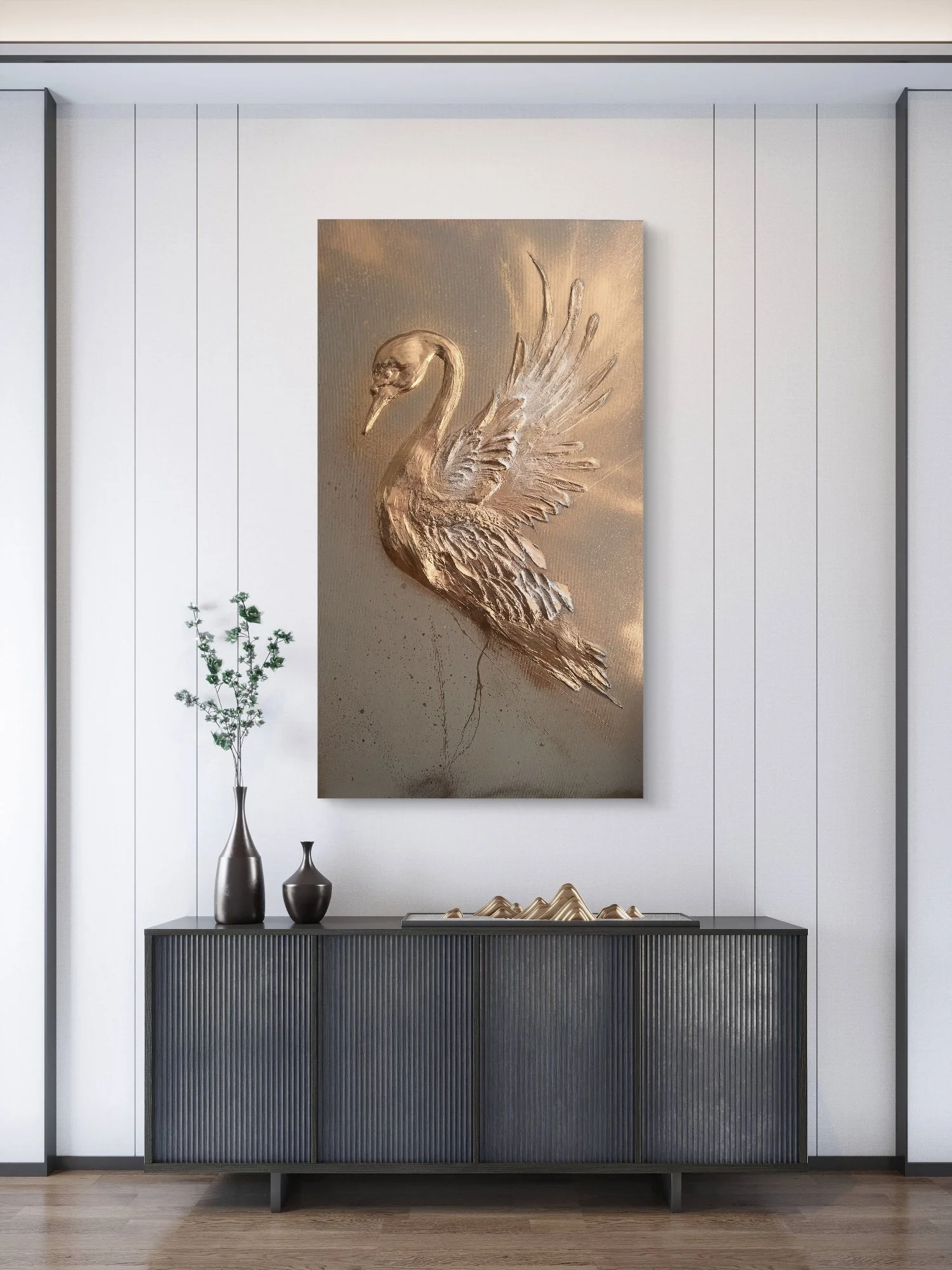 Vizualizace obraz Labuť 120x70cm Denisa Blaho