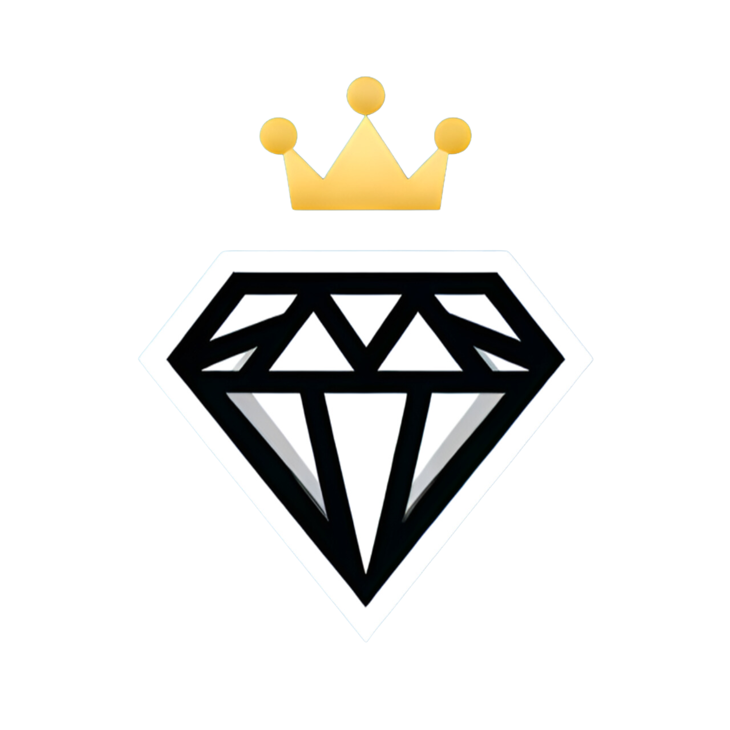 A black and white diamond icon with a crown graphic above it.