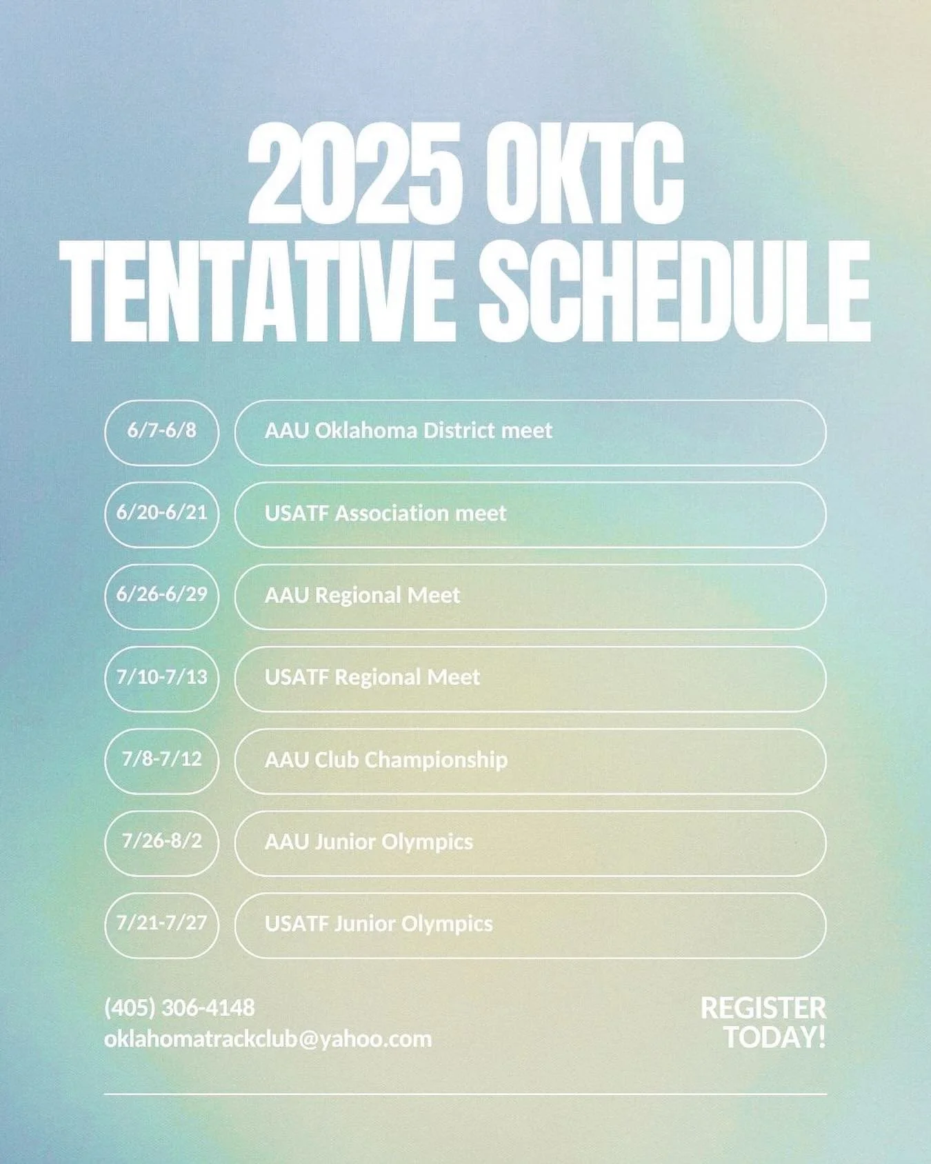 Practice starts TOMORROW!! Register now for OKTC.