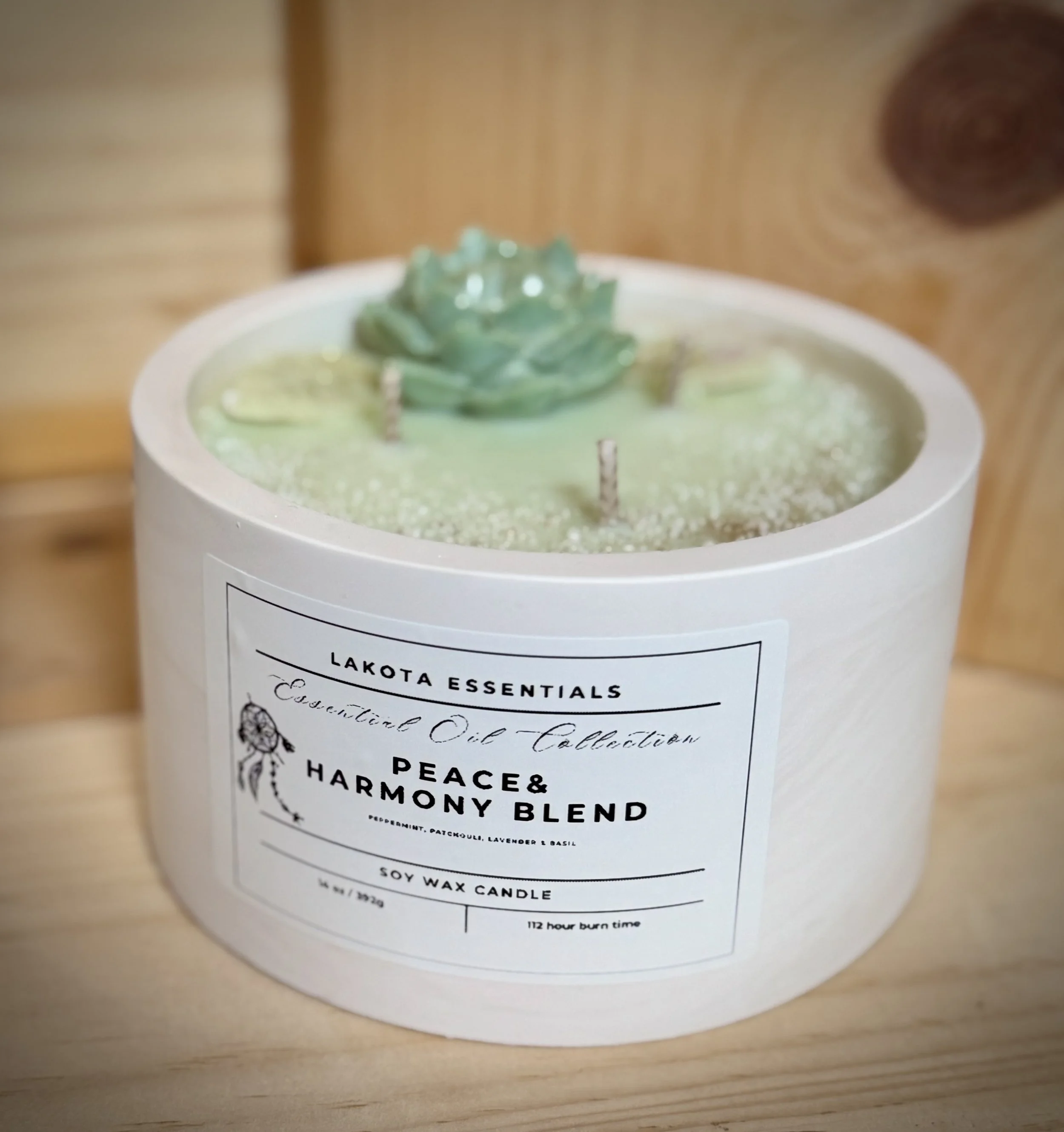14 oz Organic Soy Wax Candle in Marbled Ceramic Container