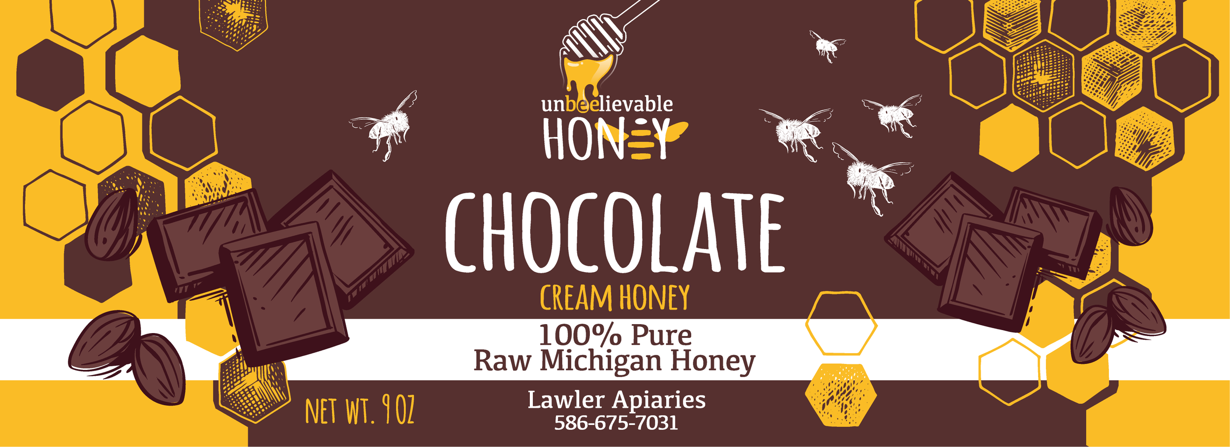 Unbeelievable Honey 25 Jar Wrappers PRINTChocolate.png