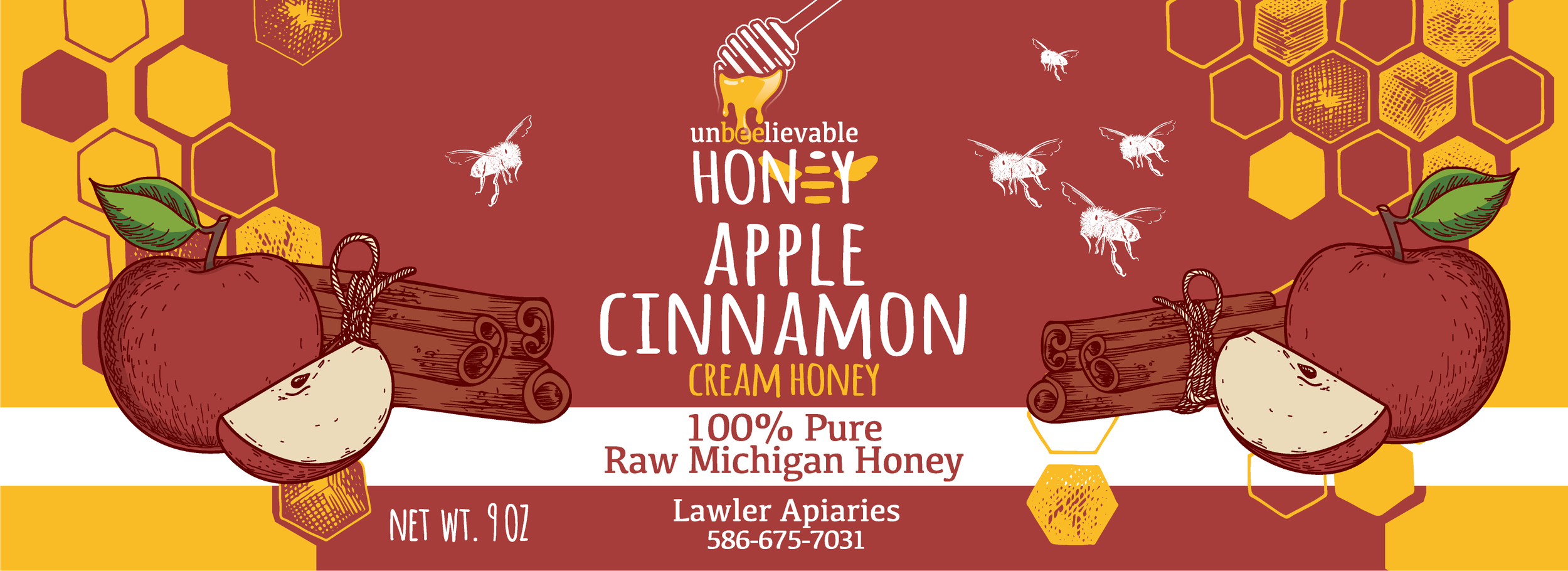 Unbeelievable Honey 25 Jar Wrappers PRINTApple Cinnamon.png