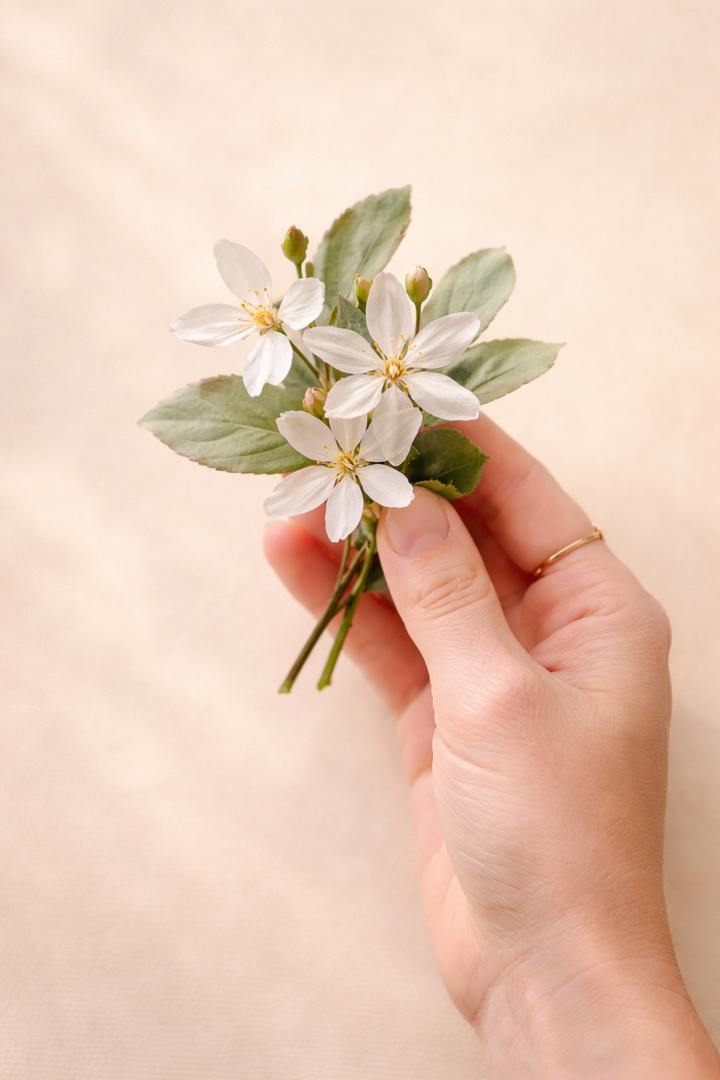 Delicate hand holding orange blossoms.png
