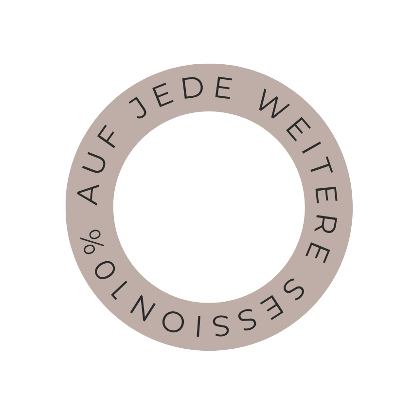 Ein Kreis mit dem deutschen Text 'Auf jede_WEitere_Seite_sind  %', umgeben von einem schwarzen Hintergrund.