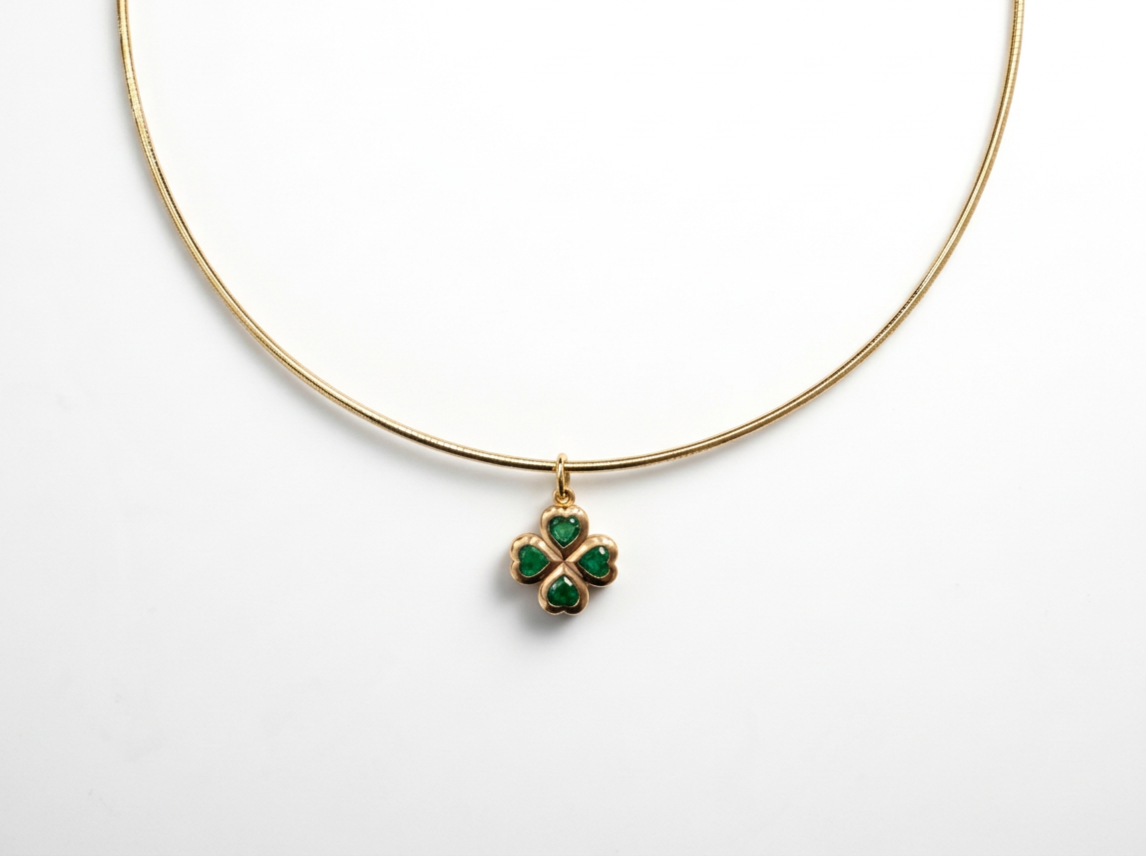 14K Gold Emerald Clover