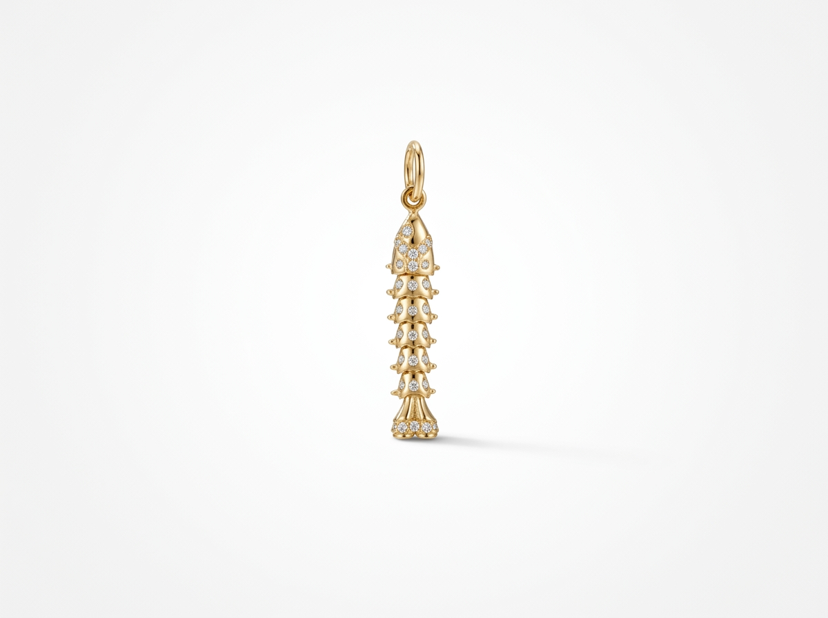 14K Gold Diamond Articulated Fish