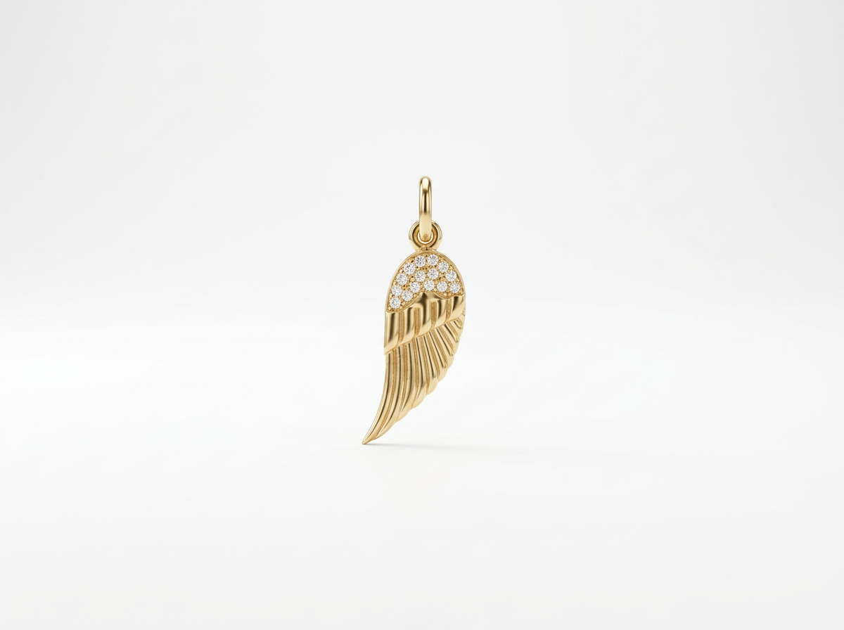 14K Gold Diamond Mini Angel Wing