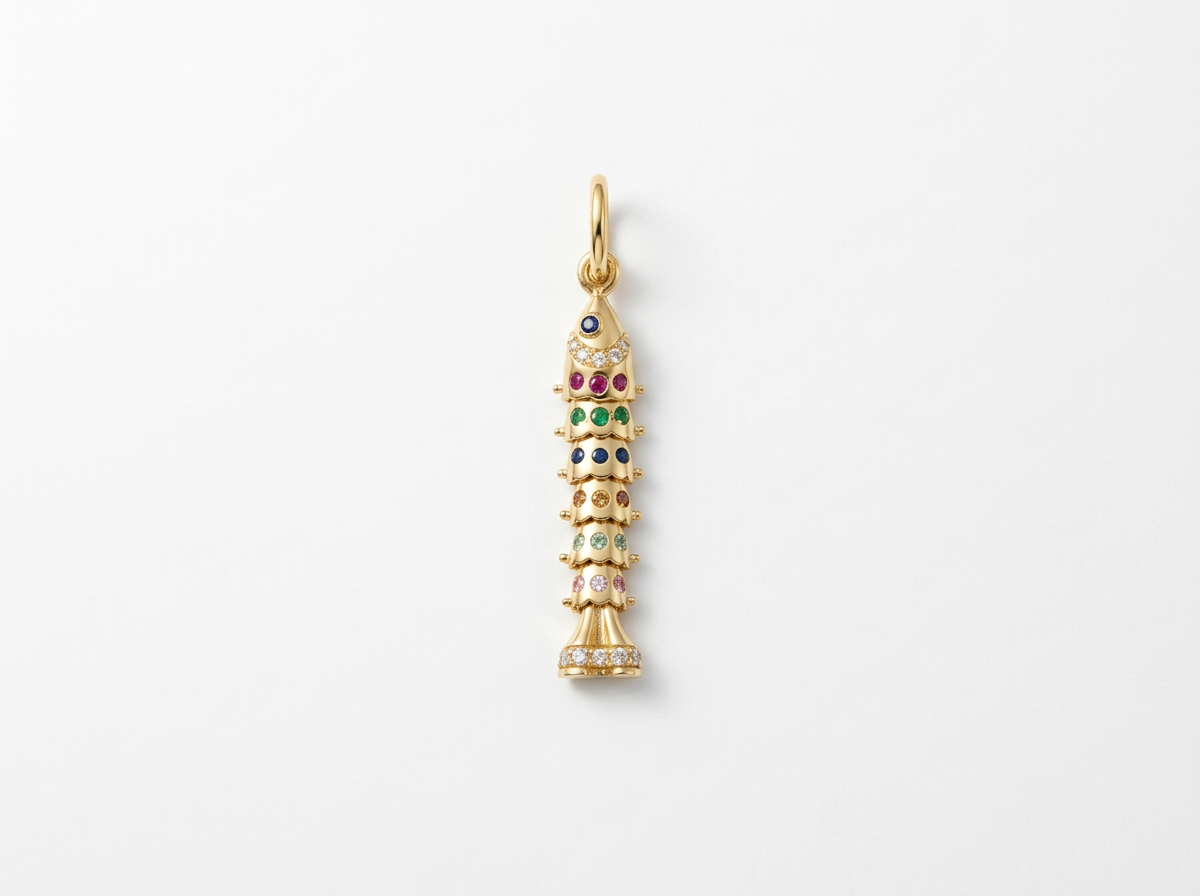 14K Gold Multicolor Articulated Fish