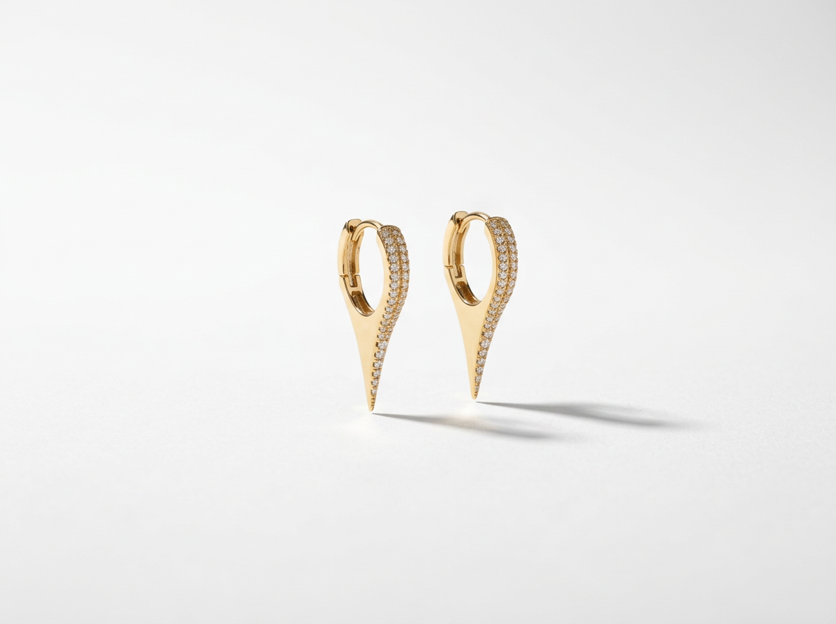 14K Gold Diamond Spiked Huggies