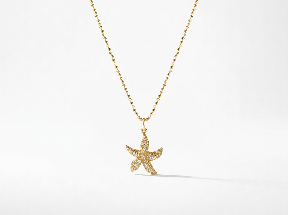 14K Gold Diamond Starfish