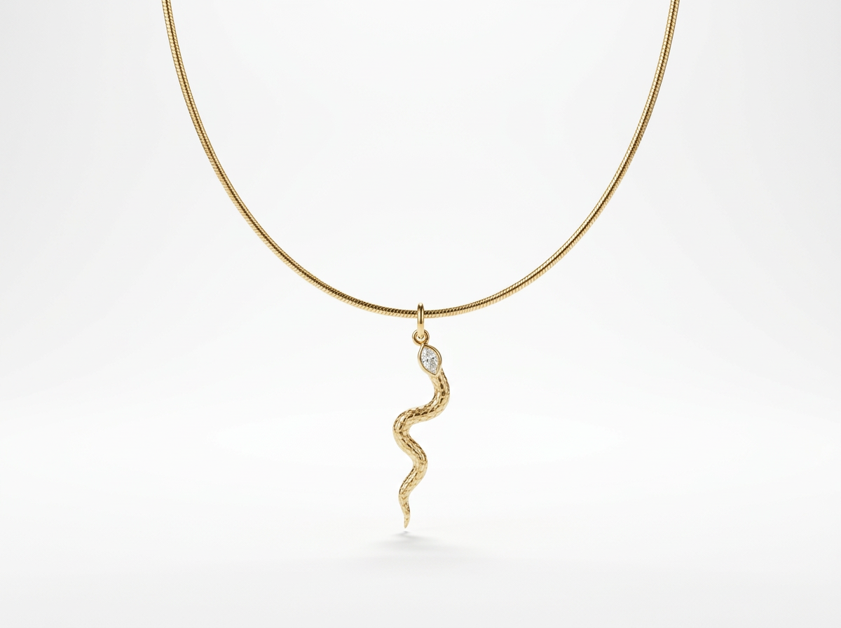 14K Gold Marquise Diamond Snake