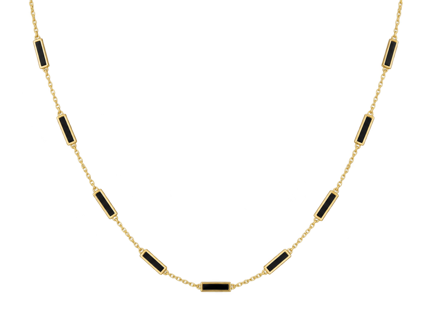 14K Gold Inlay Bar Chain