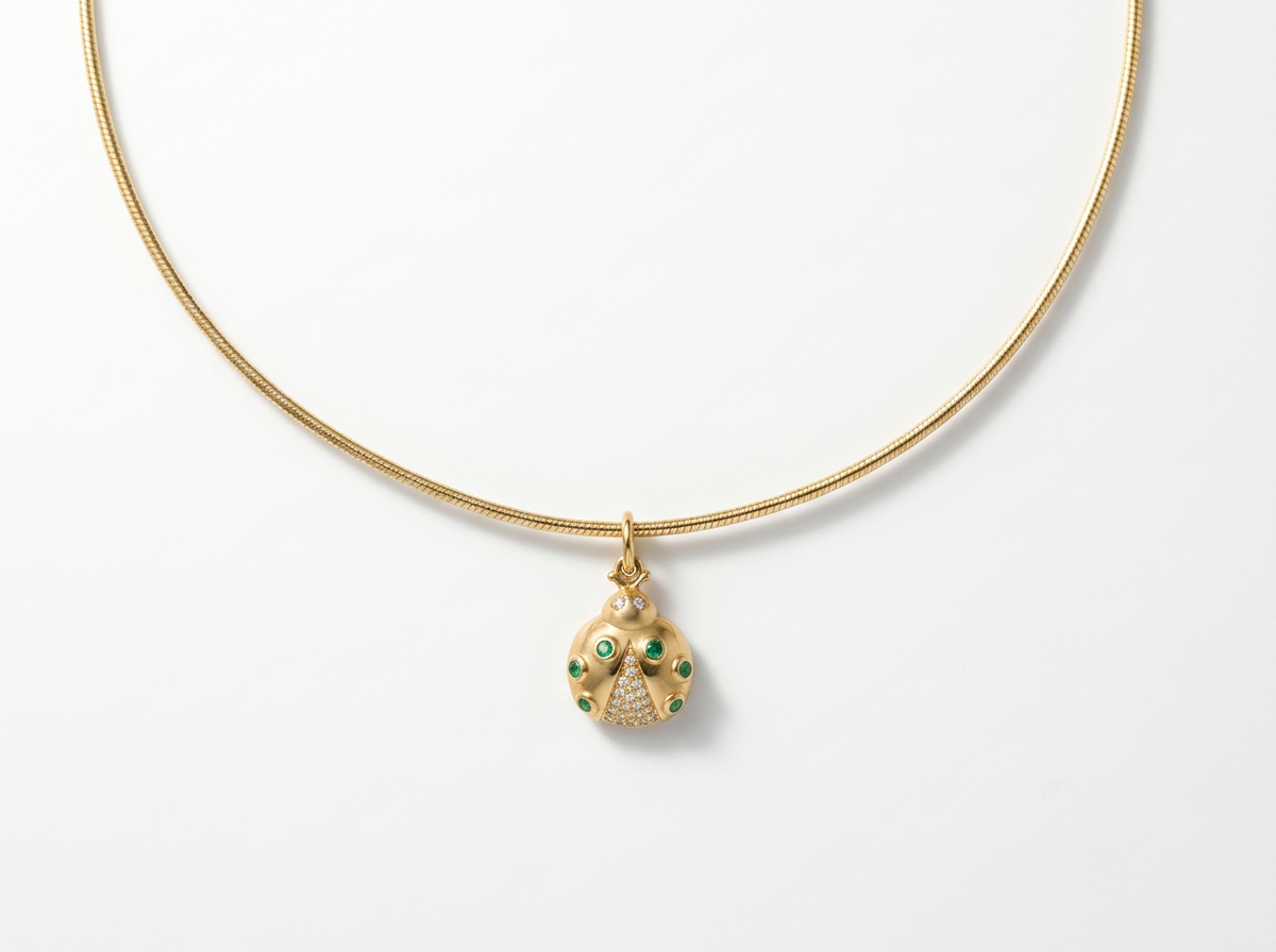 14K Gold Diamond Mini Ladybug