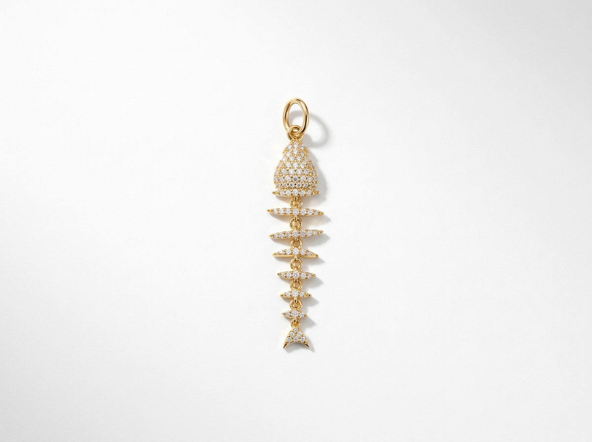 14K Gold Diamond Articulated Fishbone