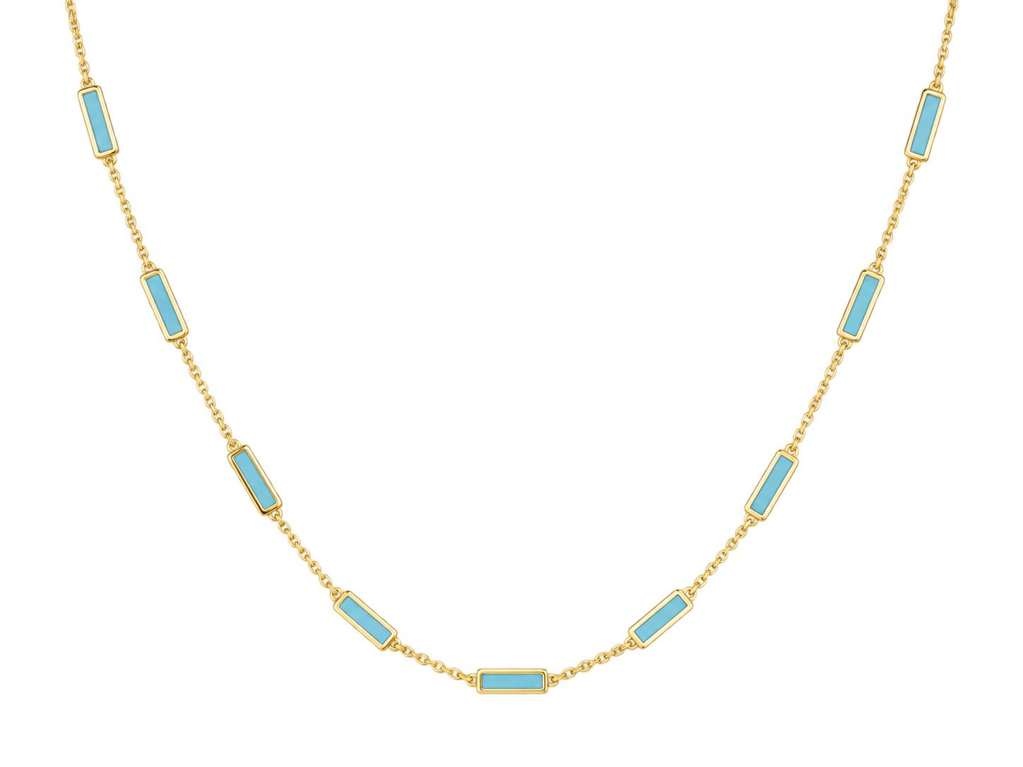 14K Gold Inlay Bar Chain