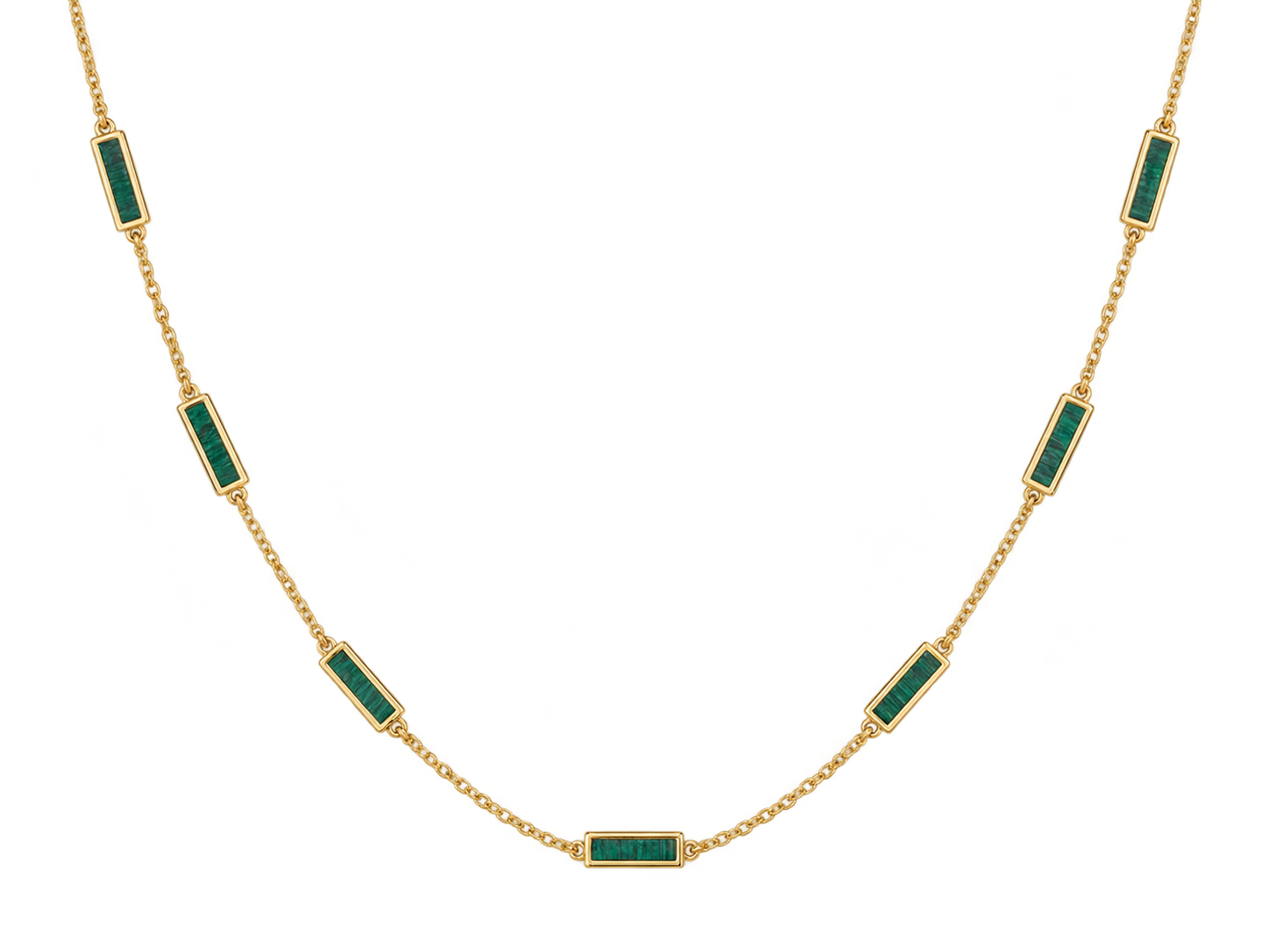 14K Gold Inlay Bar Chain