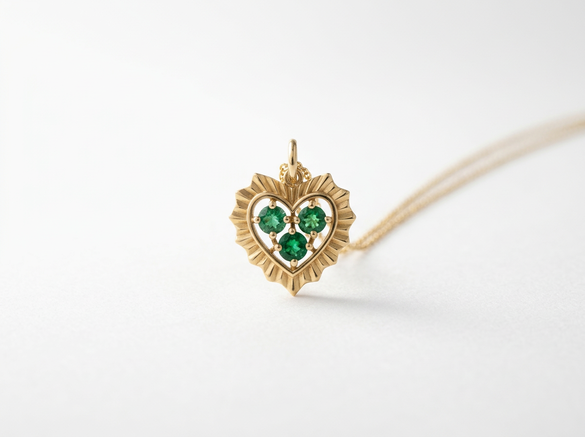 14K Gold Tri-Emerald Mini Heart