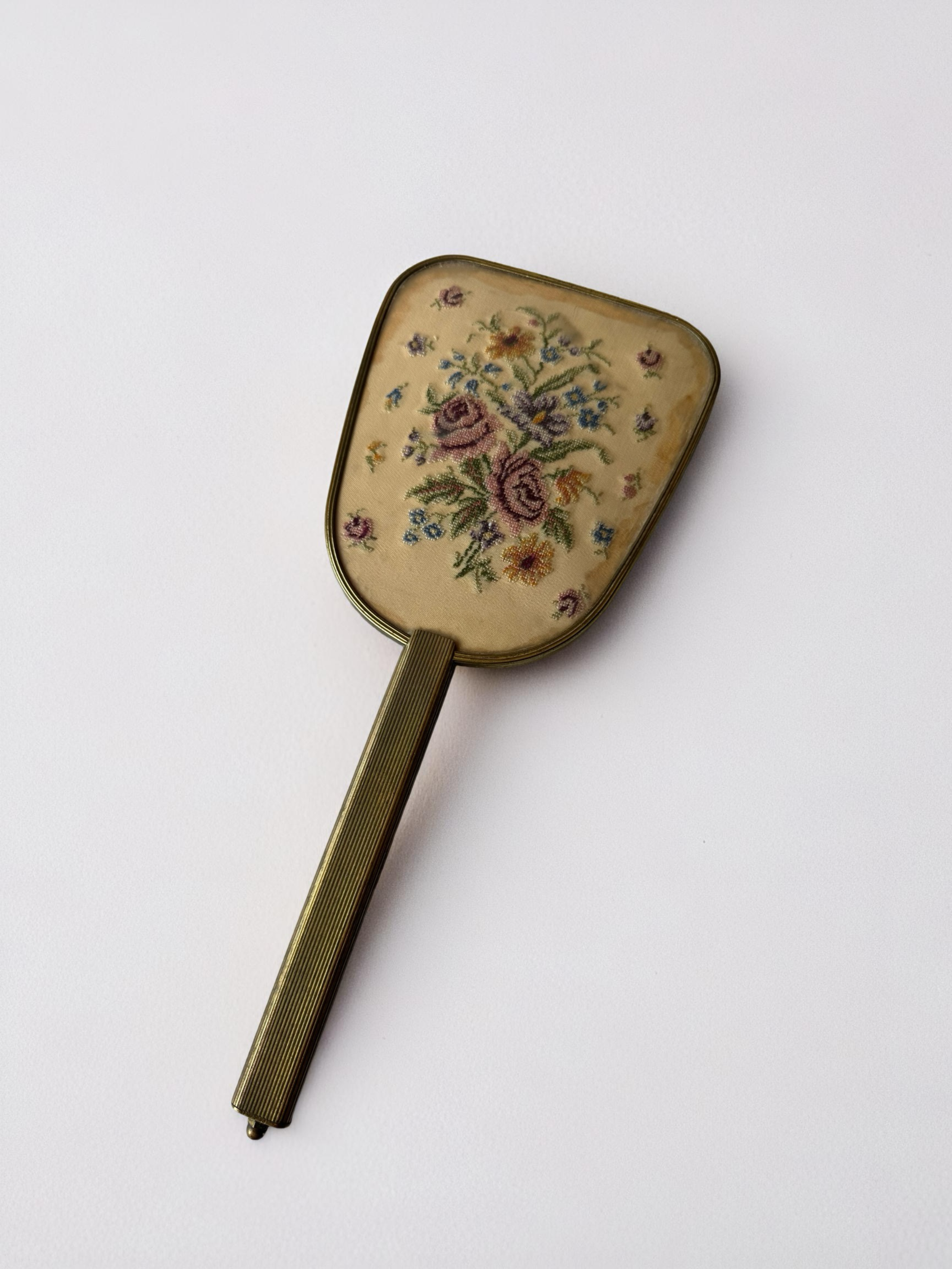 Mid-Century Vintage Gold Vanity Hand Mirror