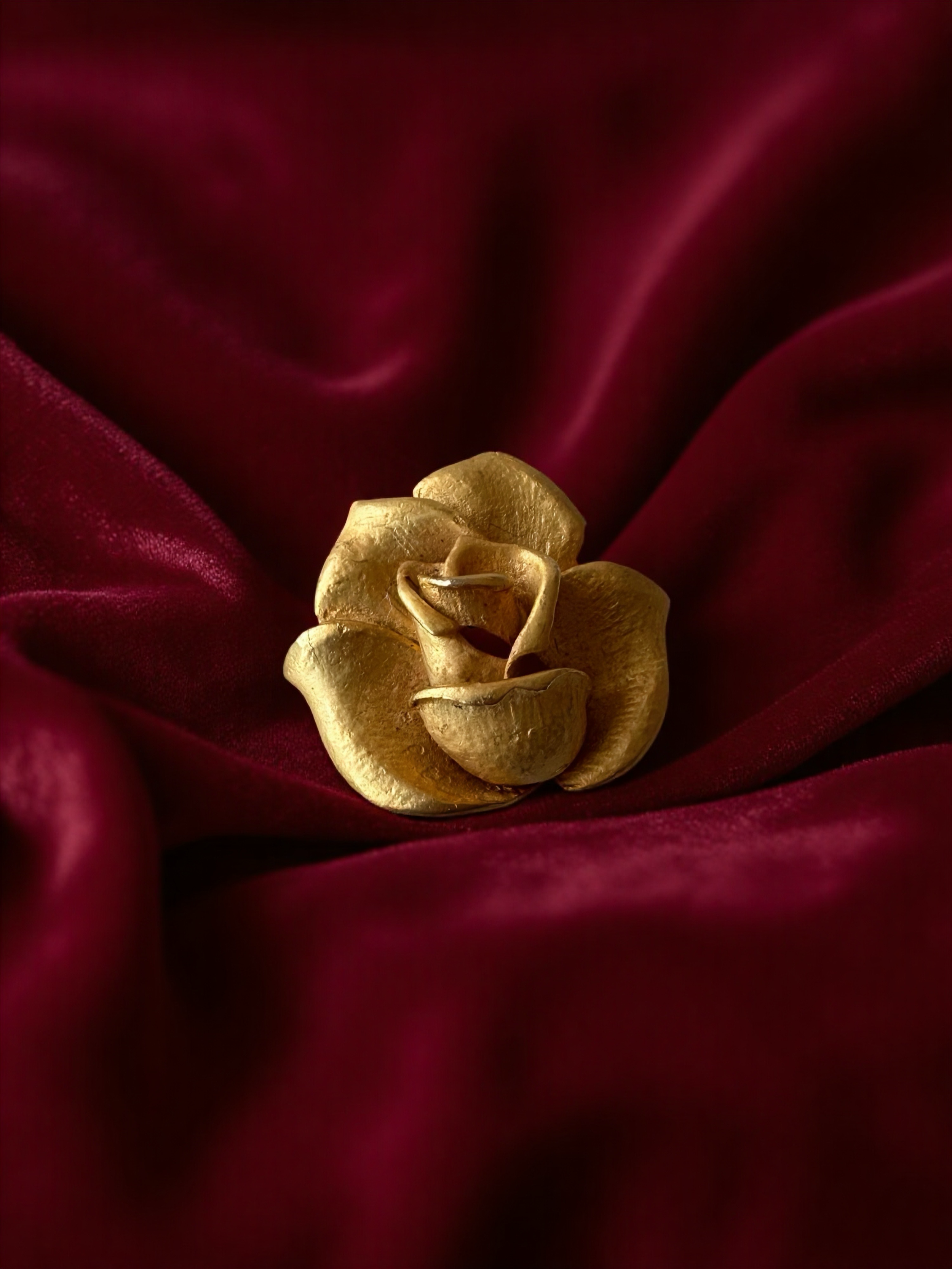 Vintage Goldtone Rose Scarf Brooch