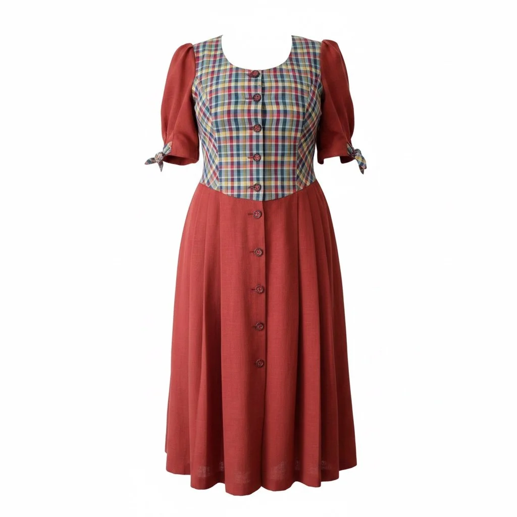 Trachten-style Folk Midi Dress