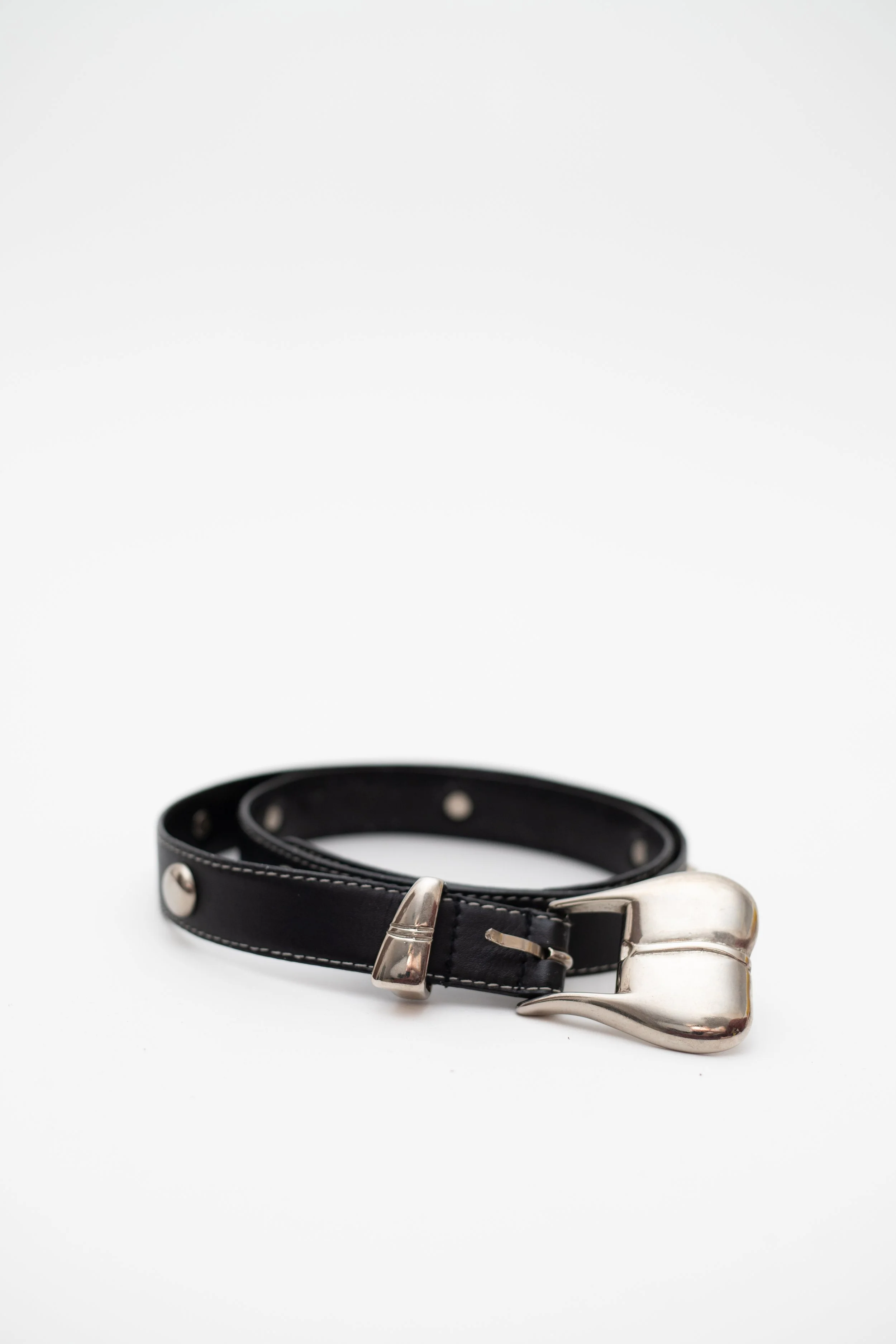ESCADA Black Leather Vintage Belt with Silver Studs