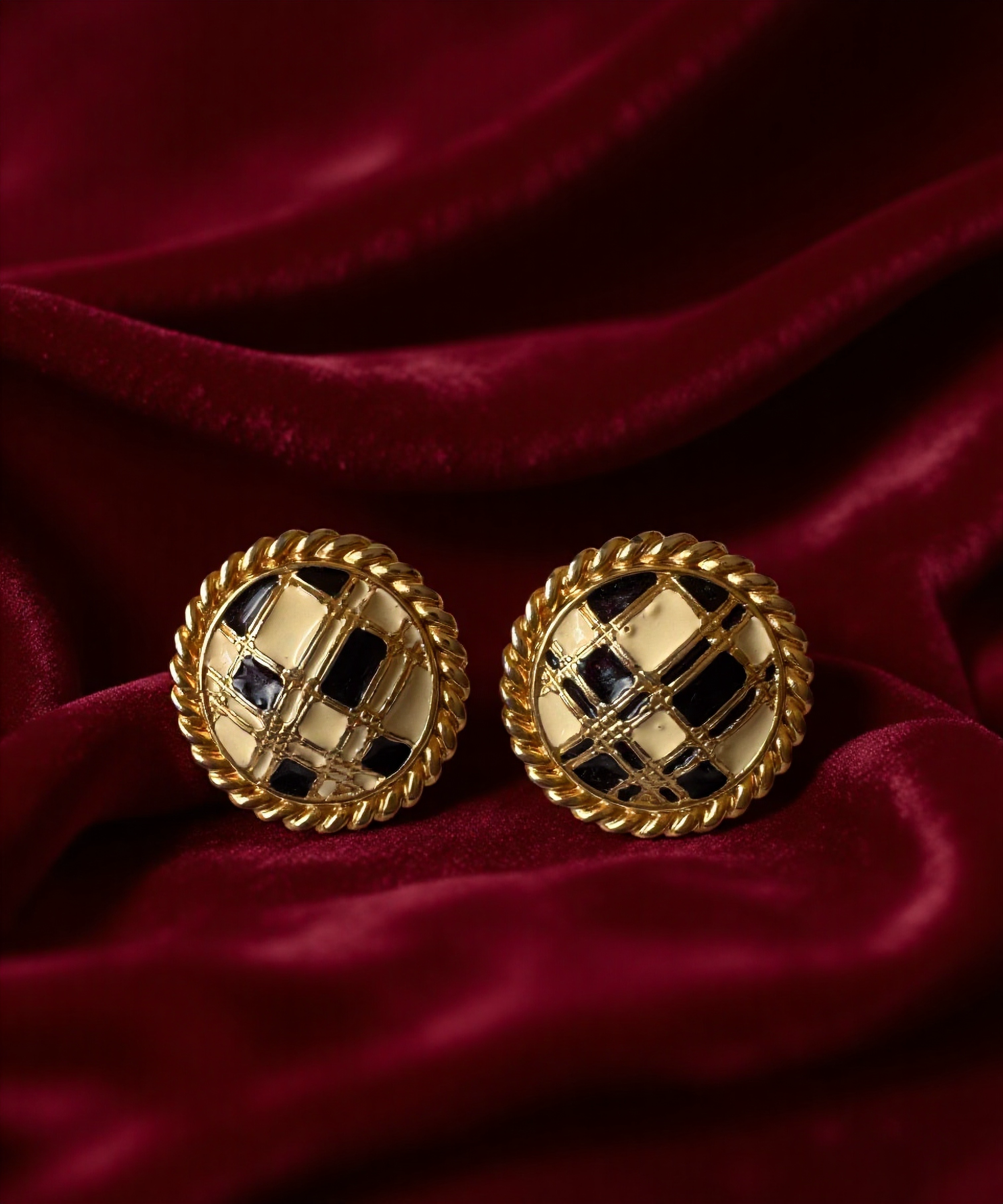 Butler Wilson Vintage Gold-Tone Enamel Clip-On Earrings