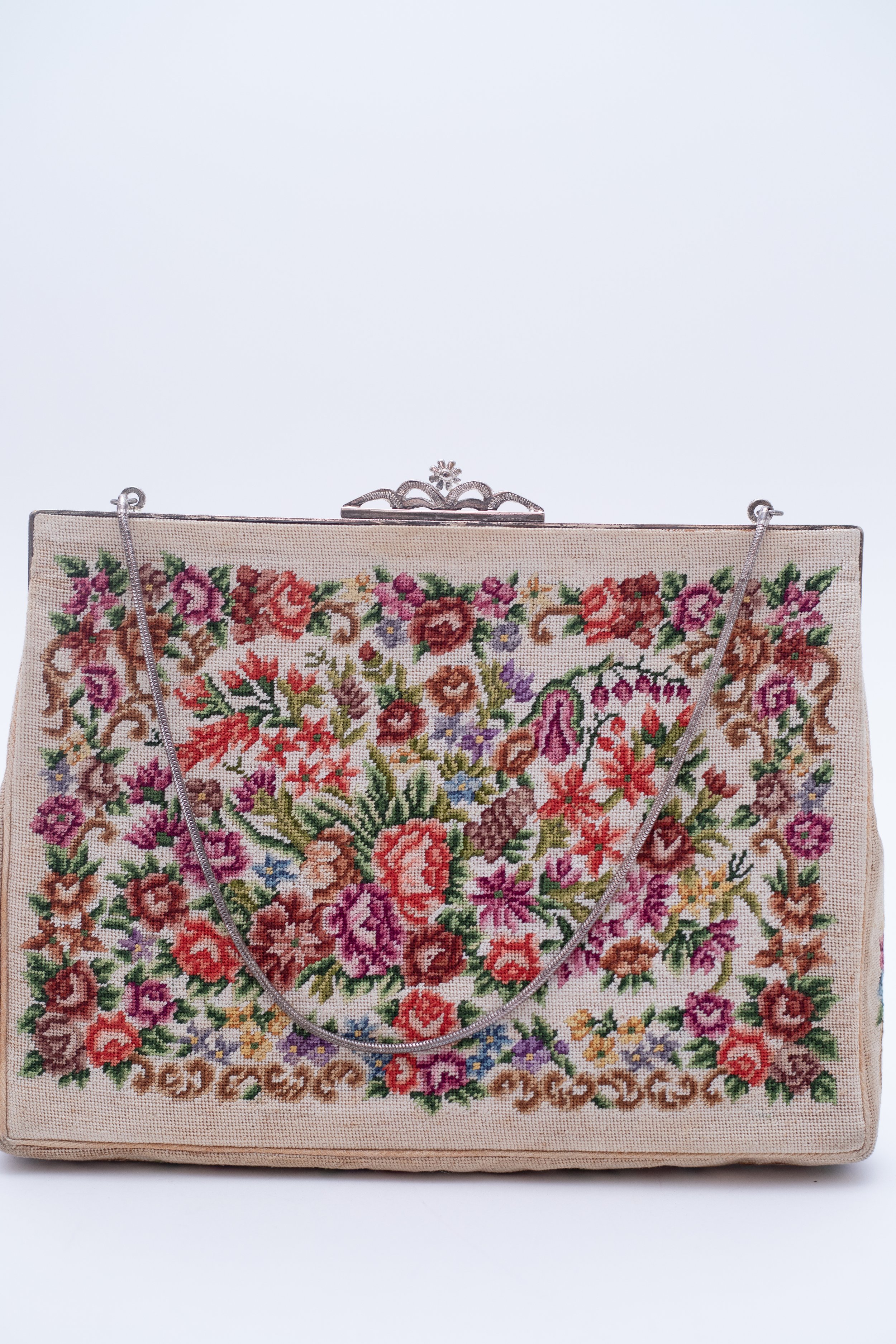 Vintage Floral Tapestry Handbag