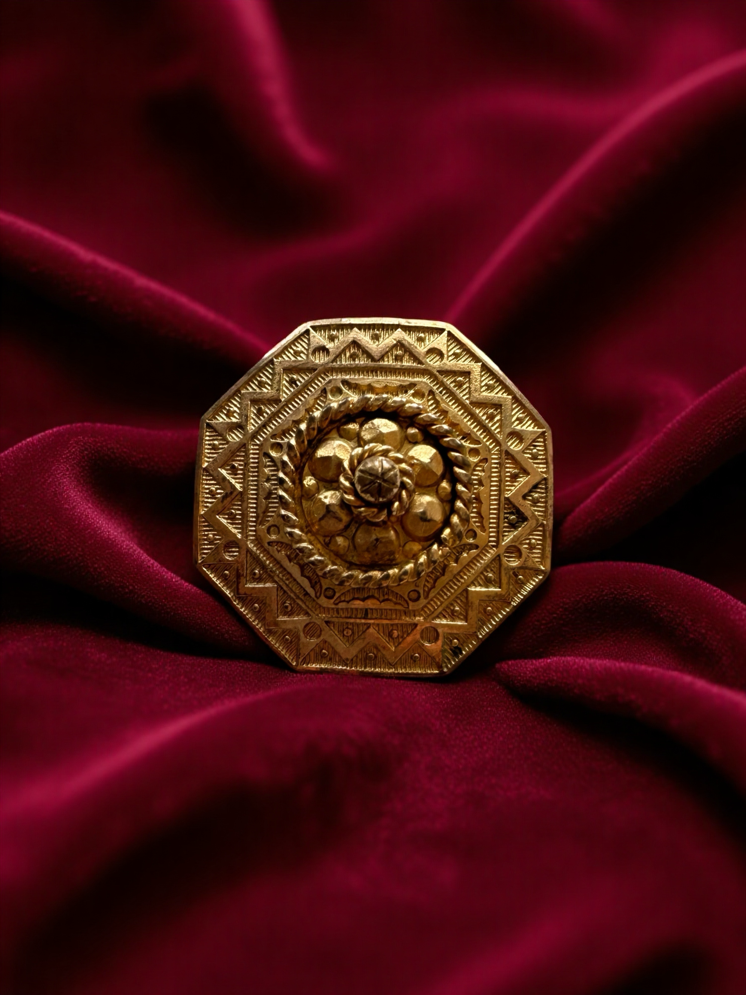 Antique  Edwardian  Fire Gilt  Brass Brooch