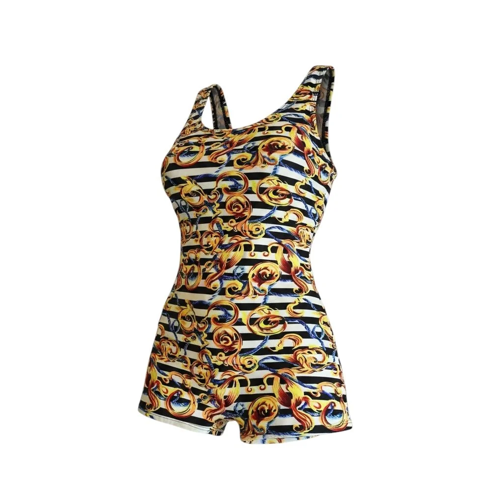 Retro Baroque Floral Women Swimwear Jumpsuit