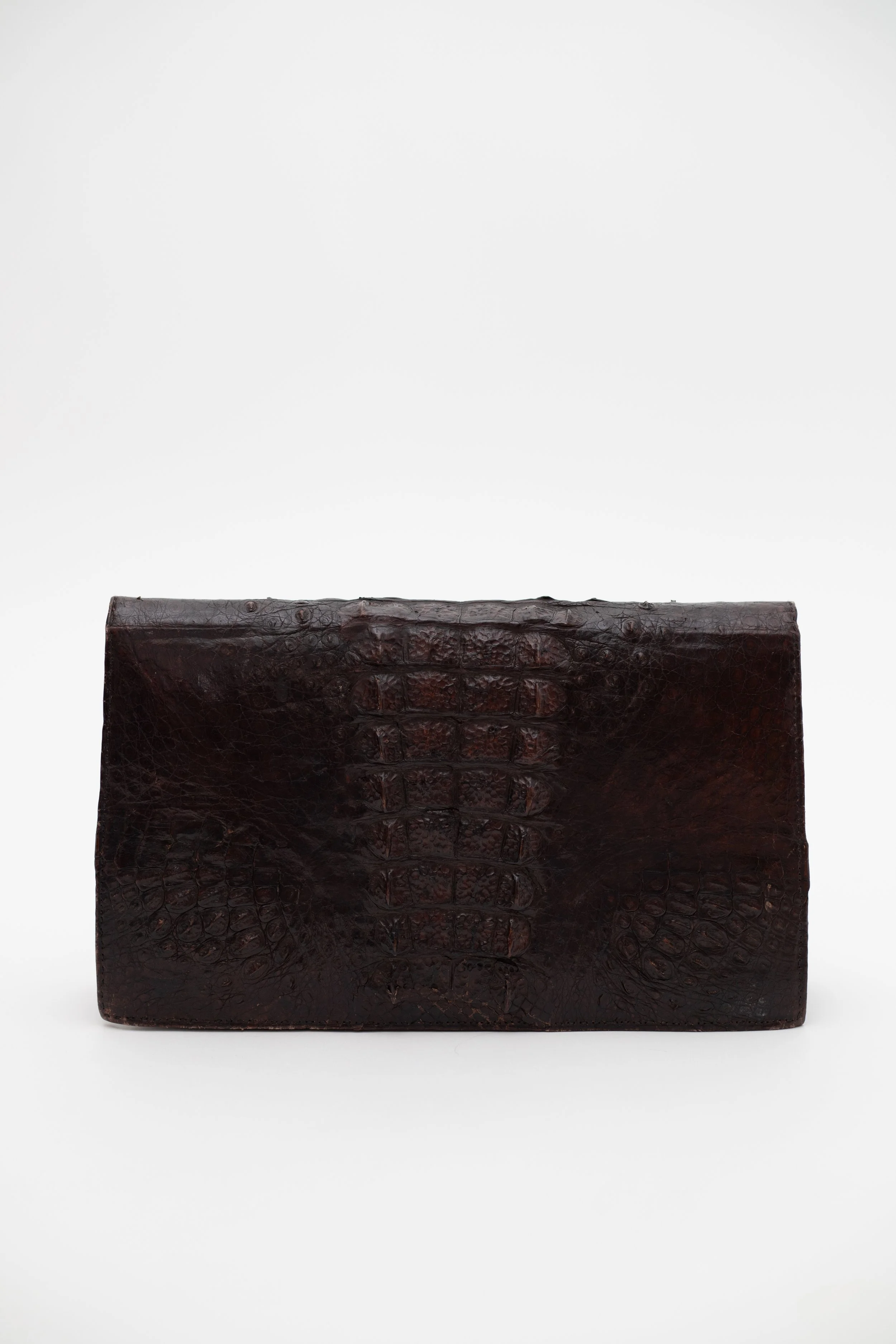 Elegant Crocodile Vintage Brown Leather Bag