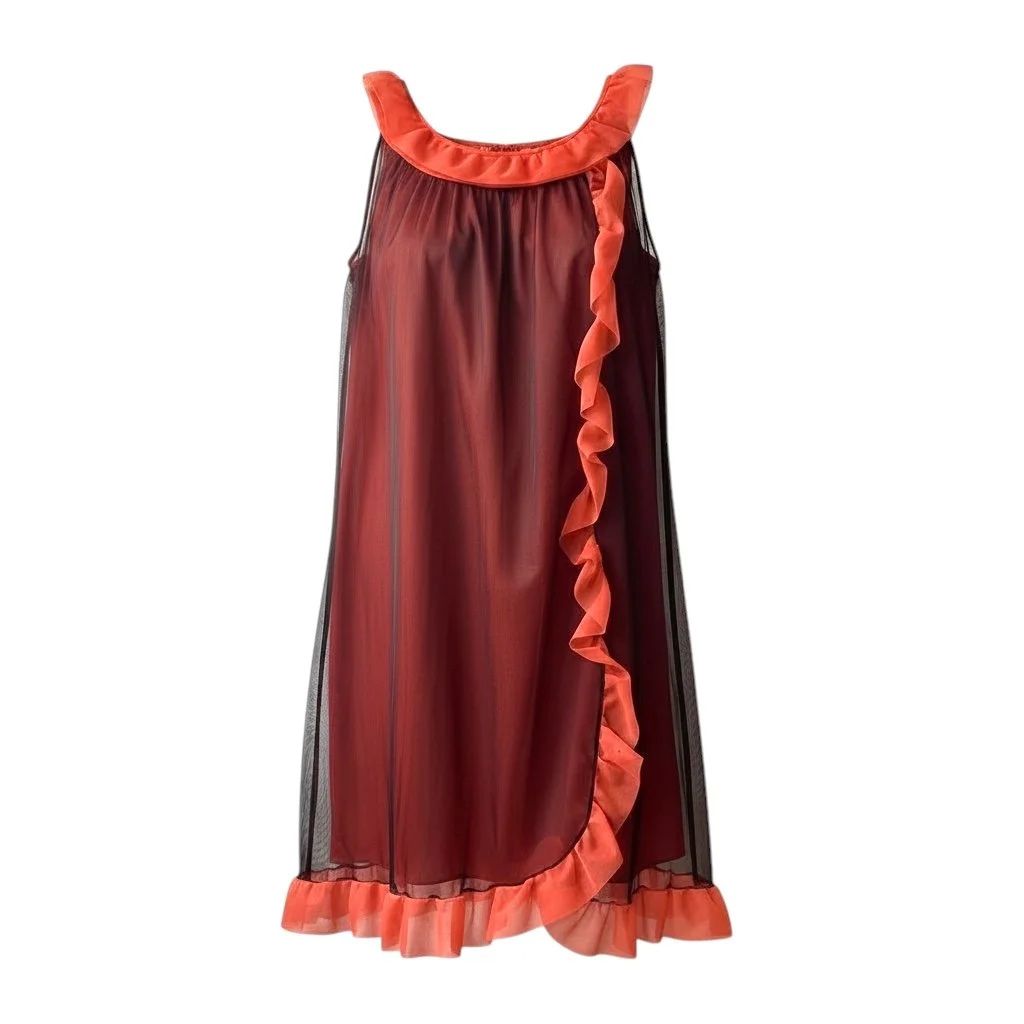 1960s Red Nylon Nightgown