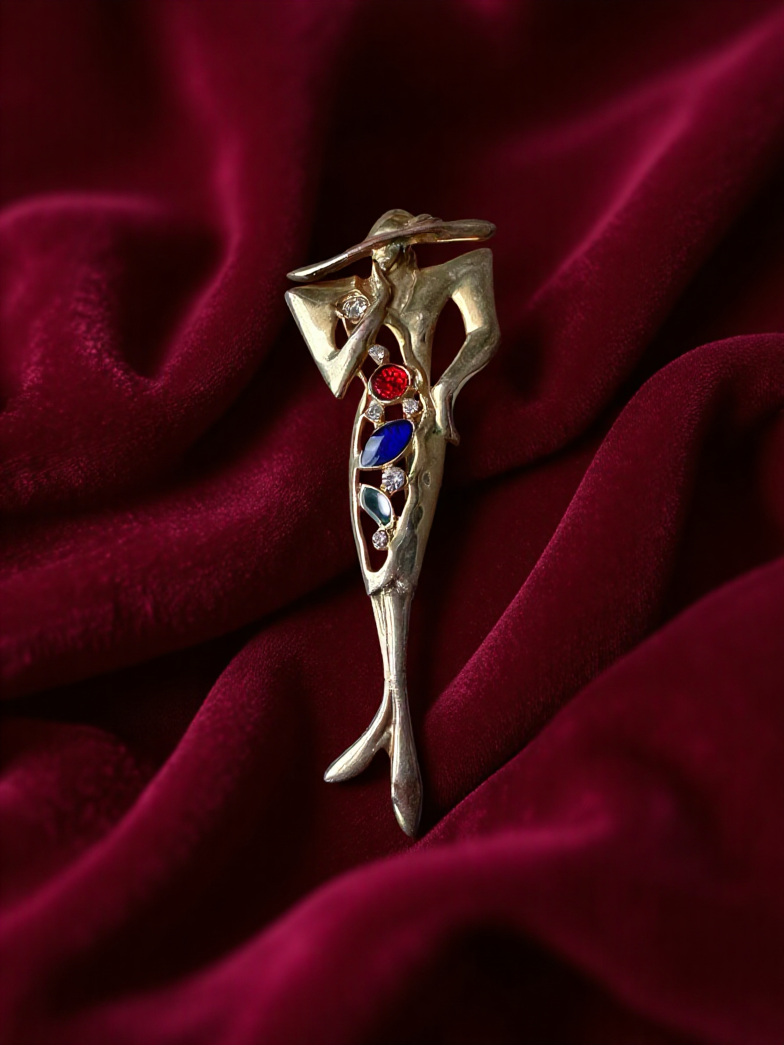 Lady with a Hat Pin on Brooch by SHJ