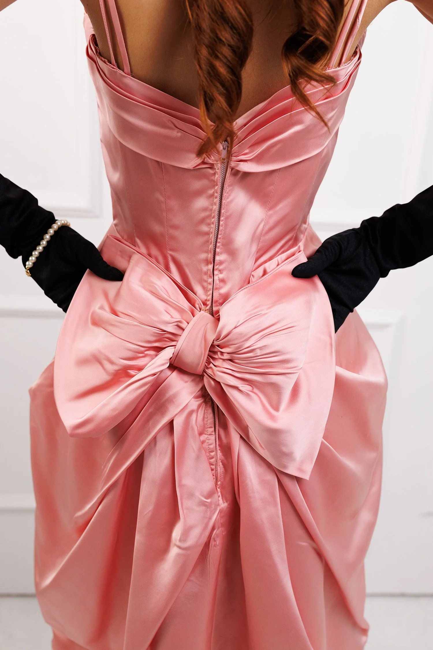 Vintage Pink Satin Cocktail Dress by Kay Seliq, New York 1950s