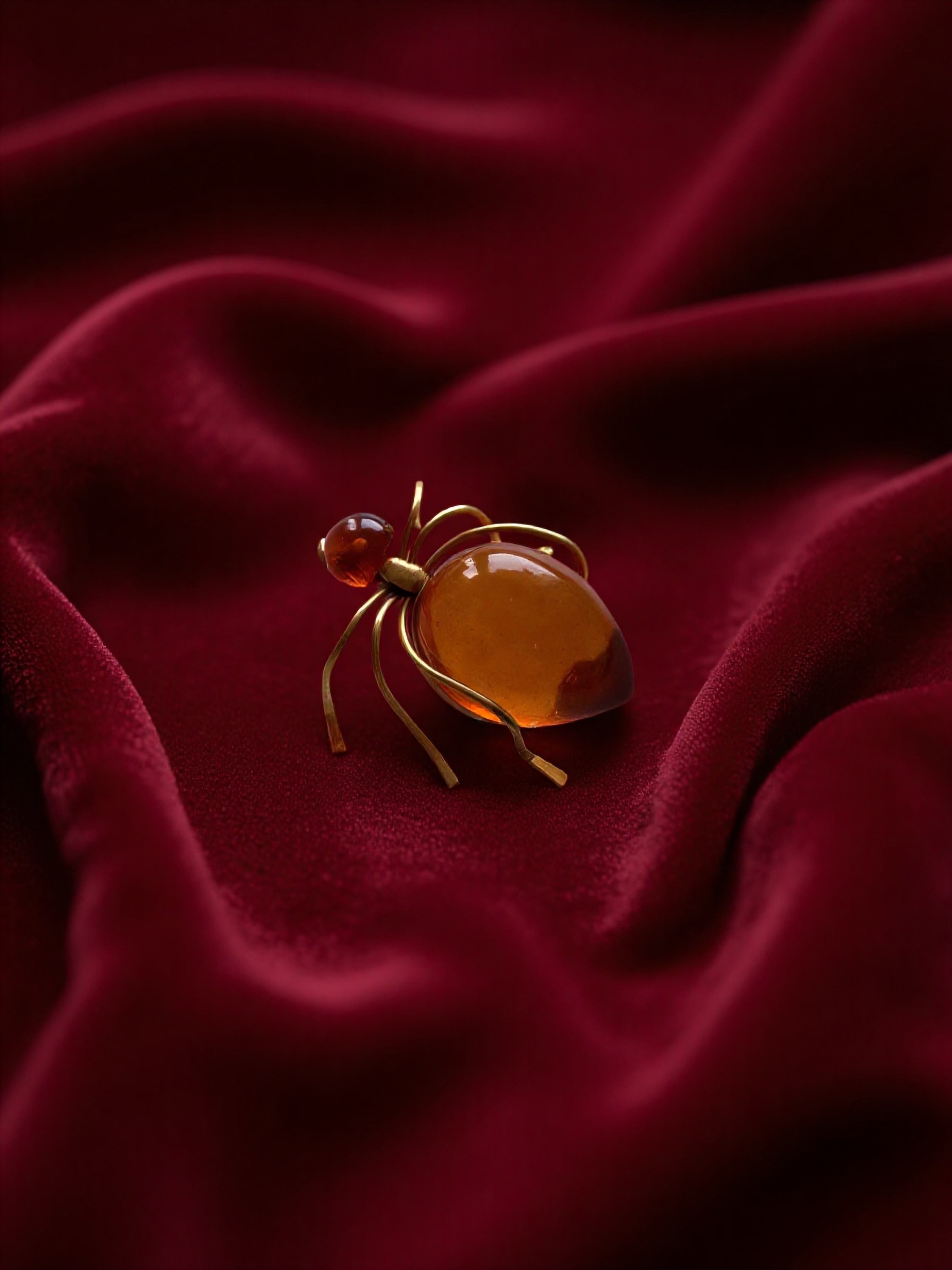Vintage Baltic Amber Spider Brooch