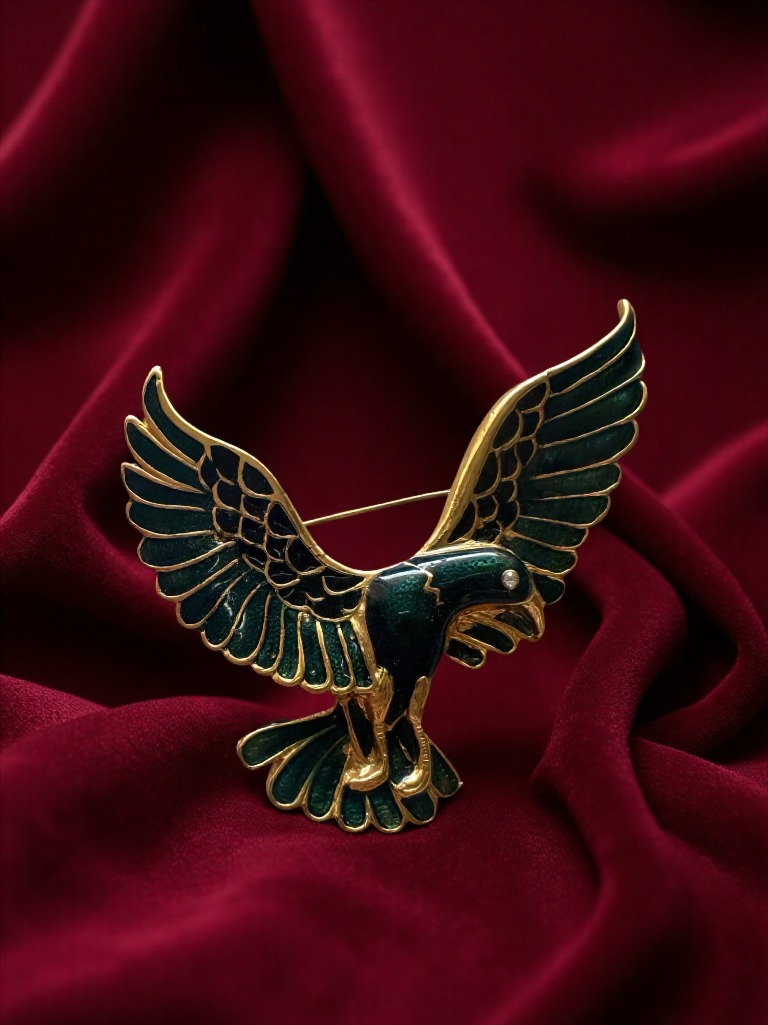 Vintage Enamel Eagle Brooch