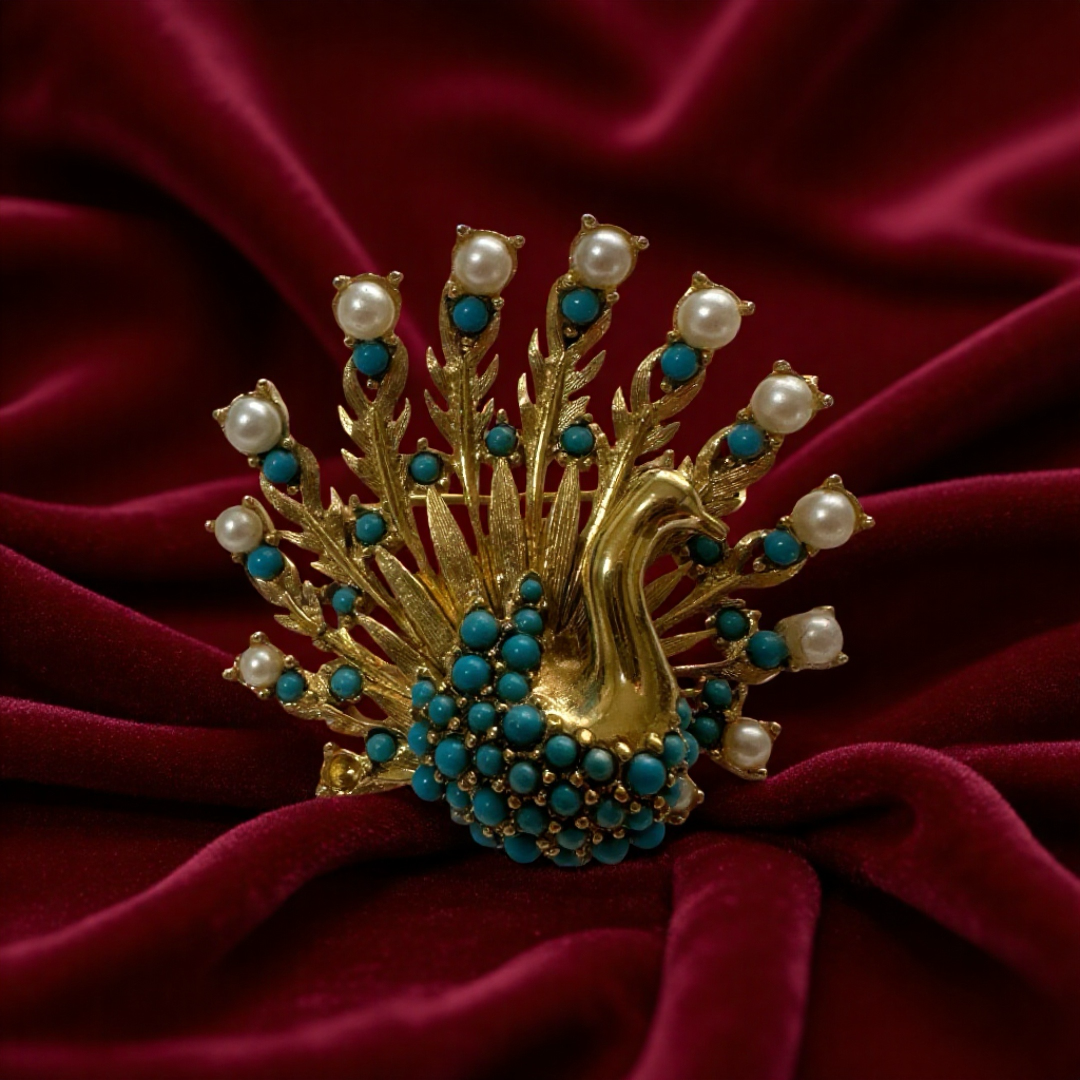 Vintage Antique Peacock Brooch