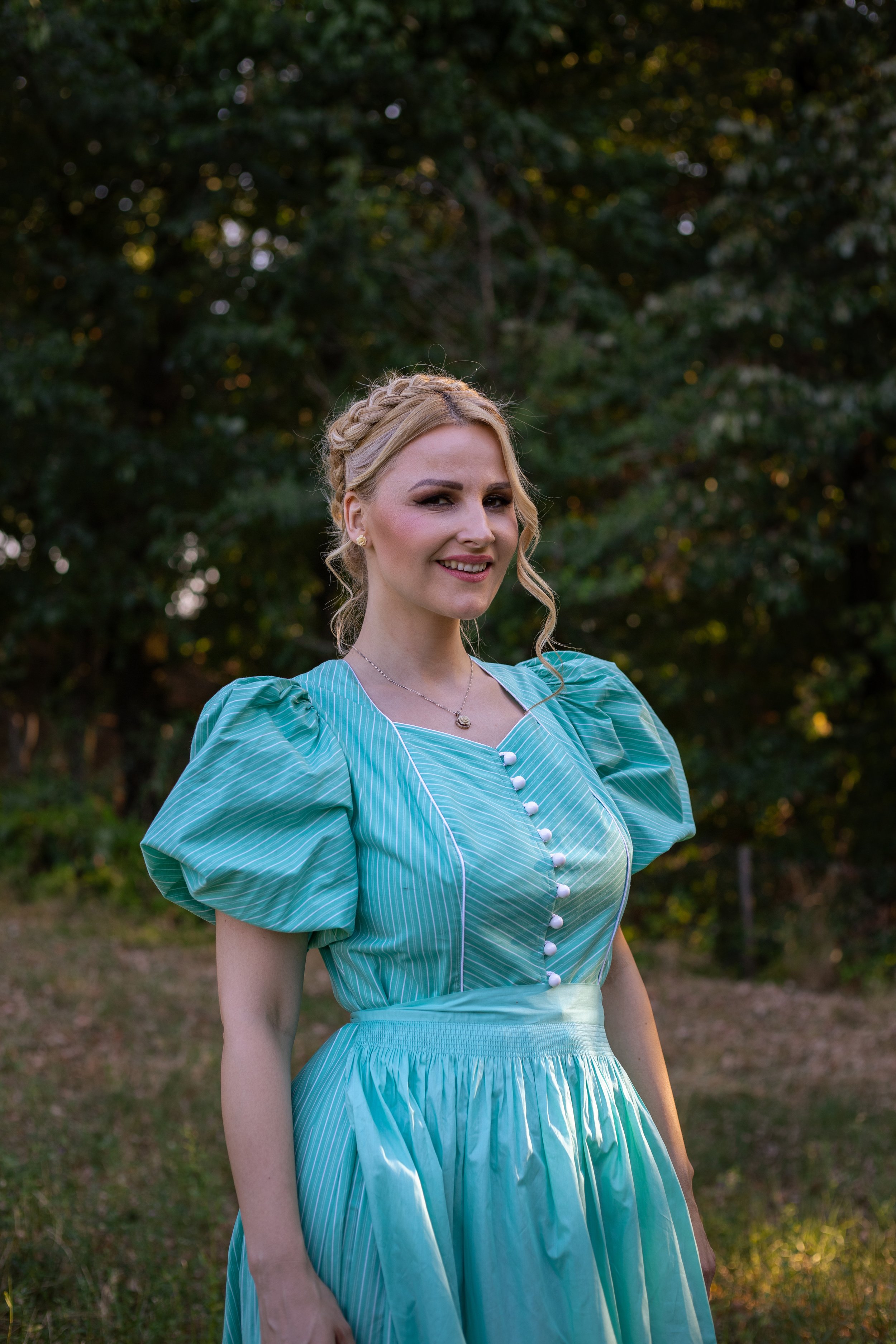 Isola 1980s Cottage Green Dress with Apron