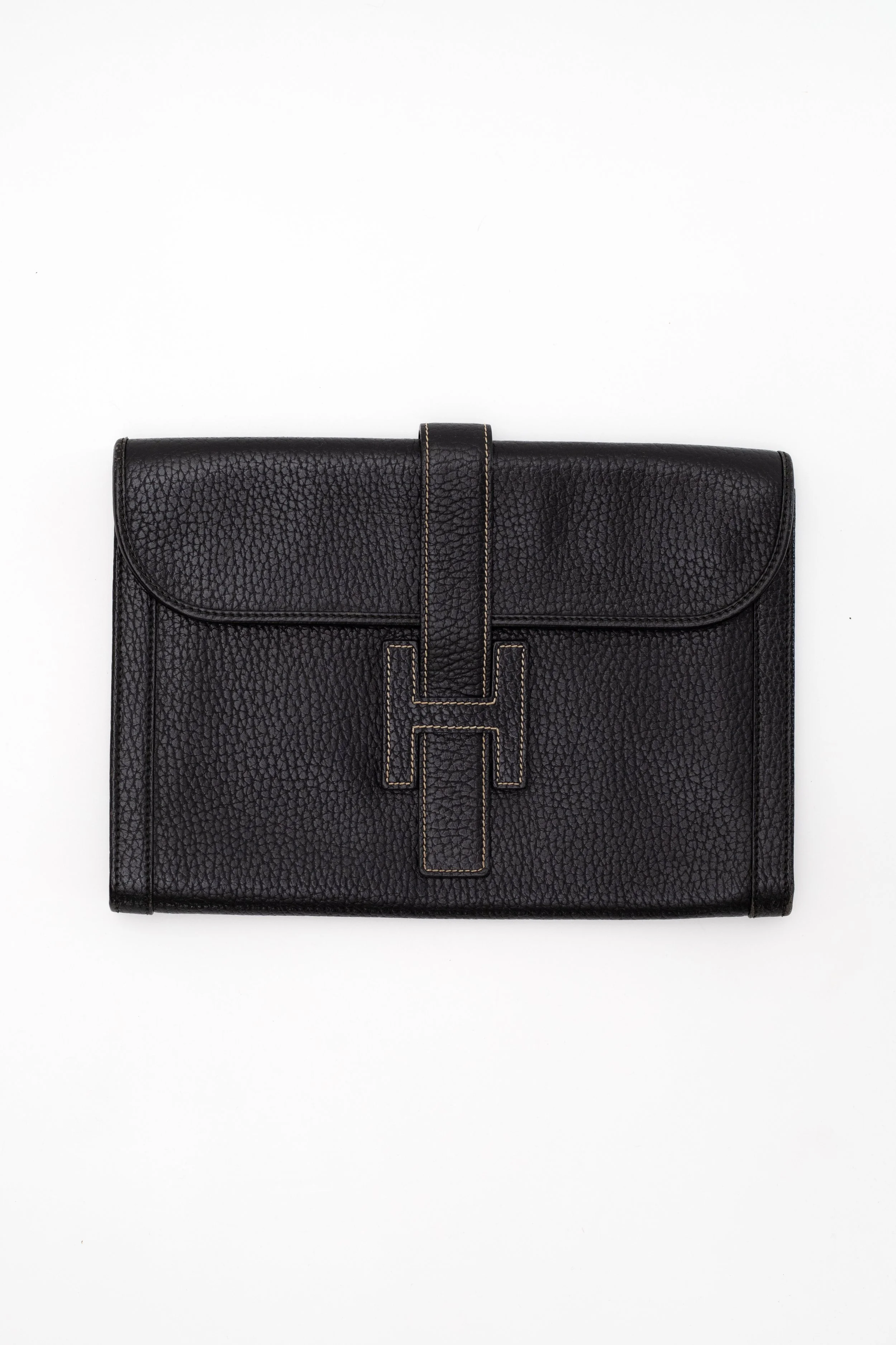 Black Leather Hermes Clutch